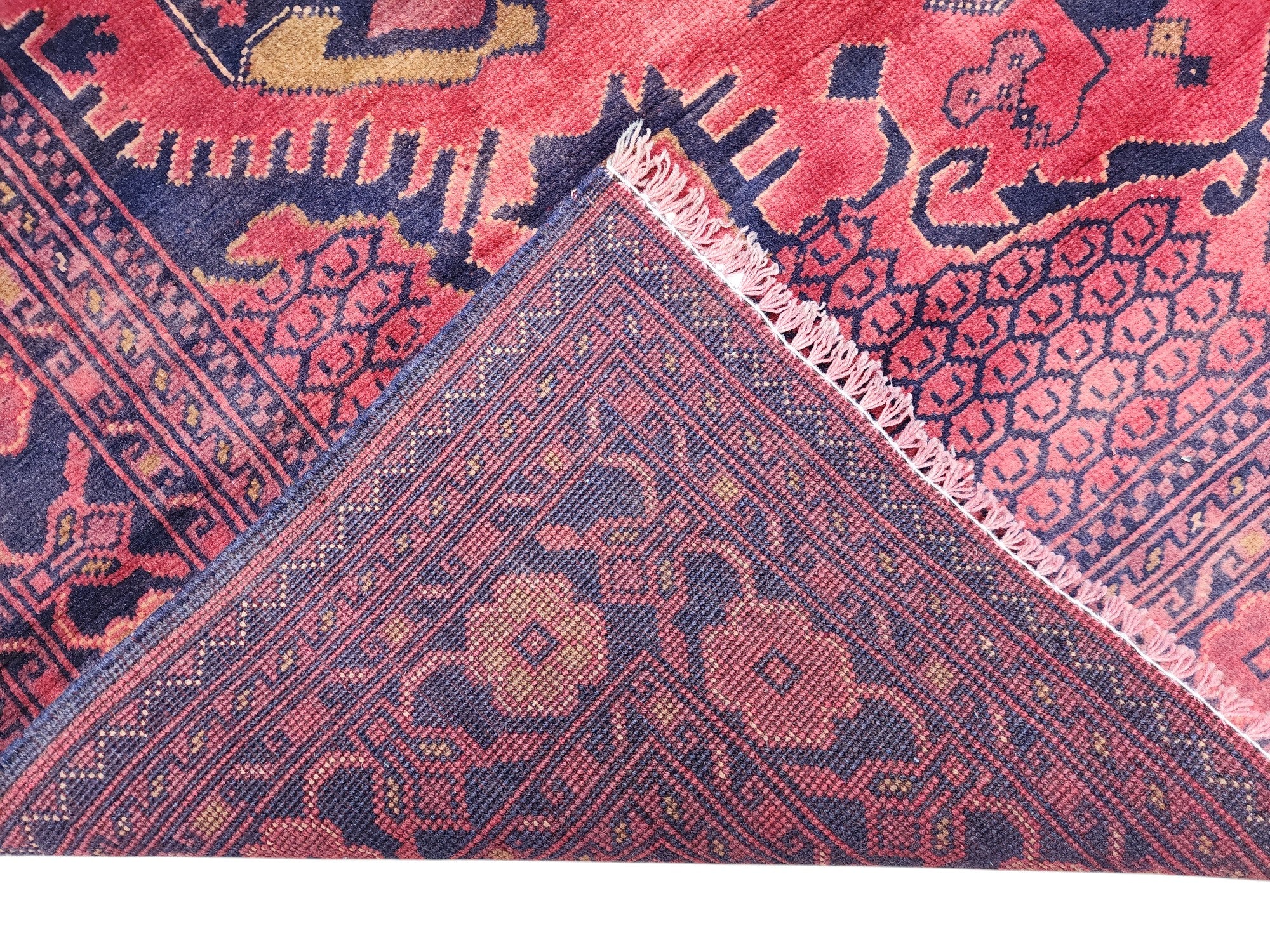 Hand-Knotted Afghani Patnos Wool Rug Red 6'6" x 9'4"