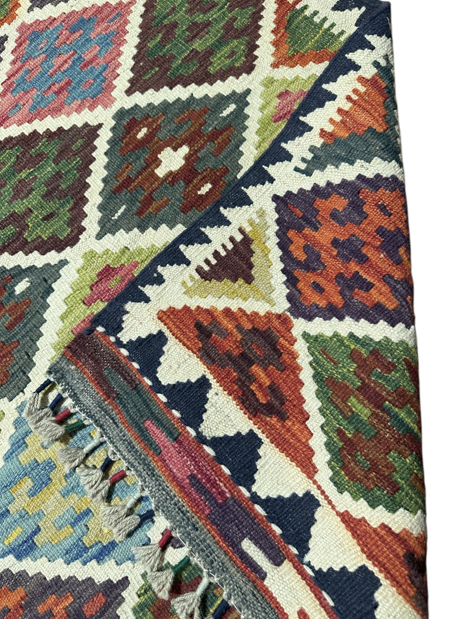 Hand-Woven Afghani Kilim Wool Rug 5'4" x 6'8"