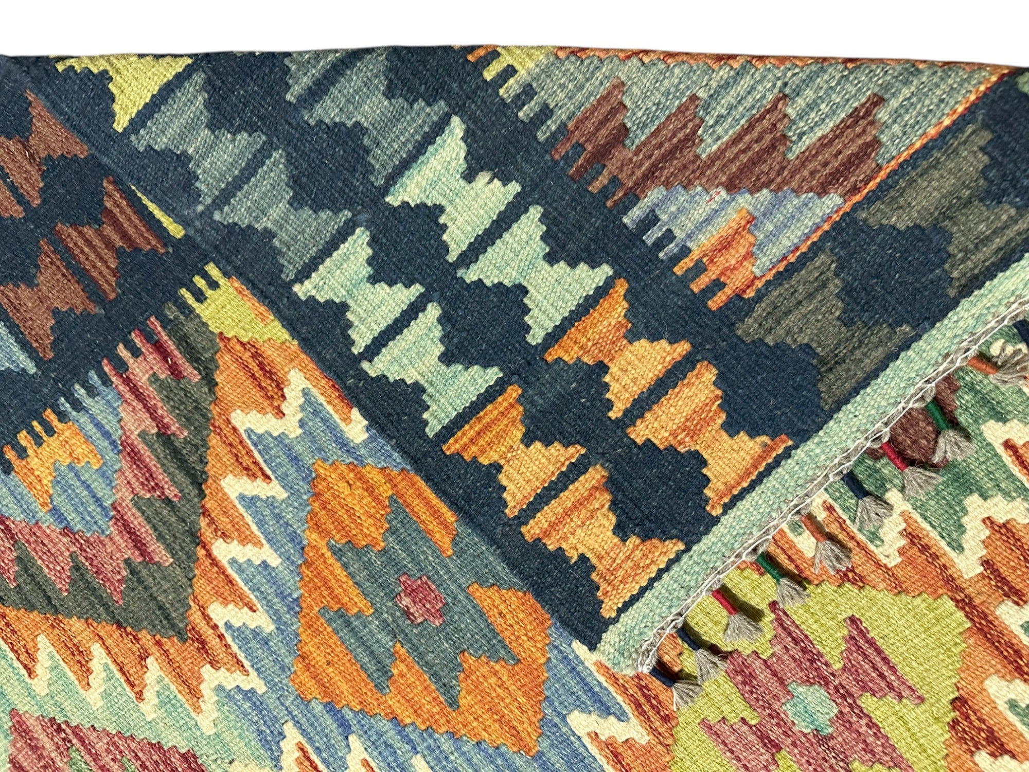 Hand-Woven Afghani Kilim Wool Rug 5'2" x 7'