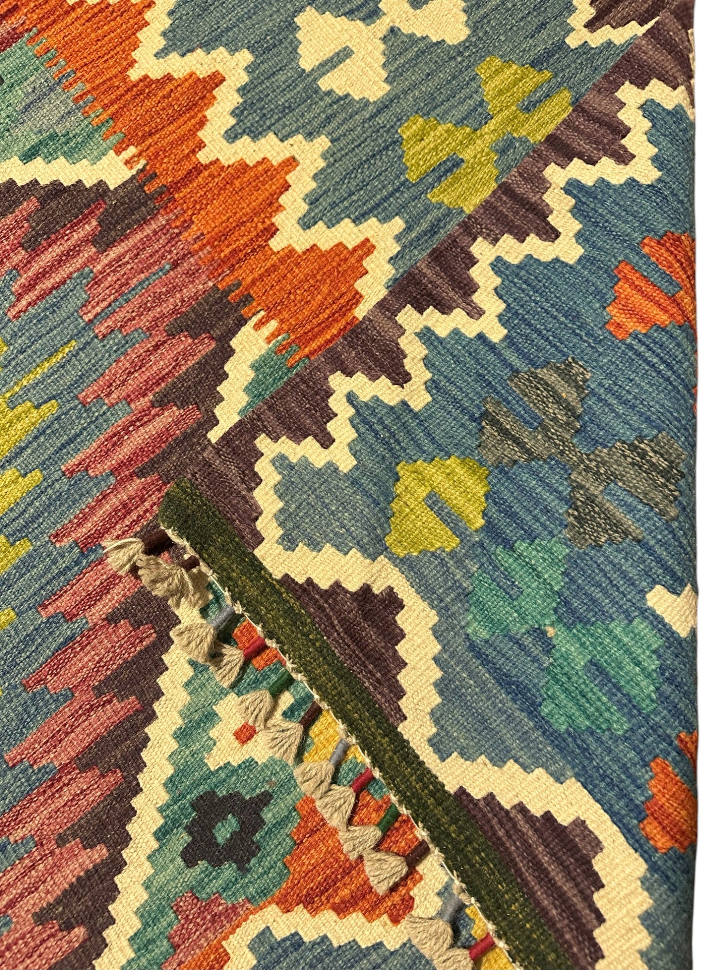 Hand-Woven Afghani Kilim Wool Rug 4'11" x 6'11"