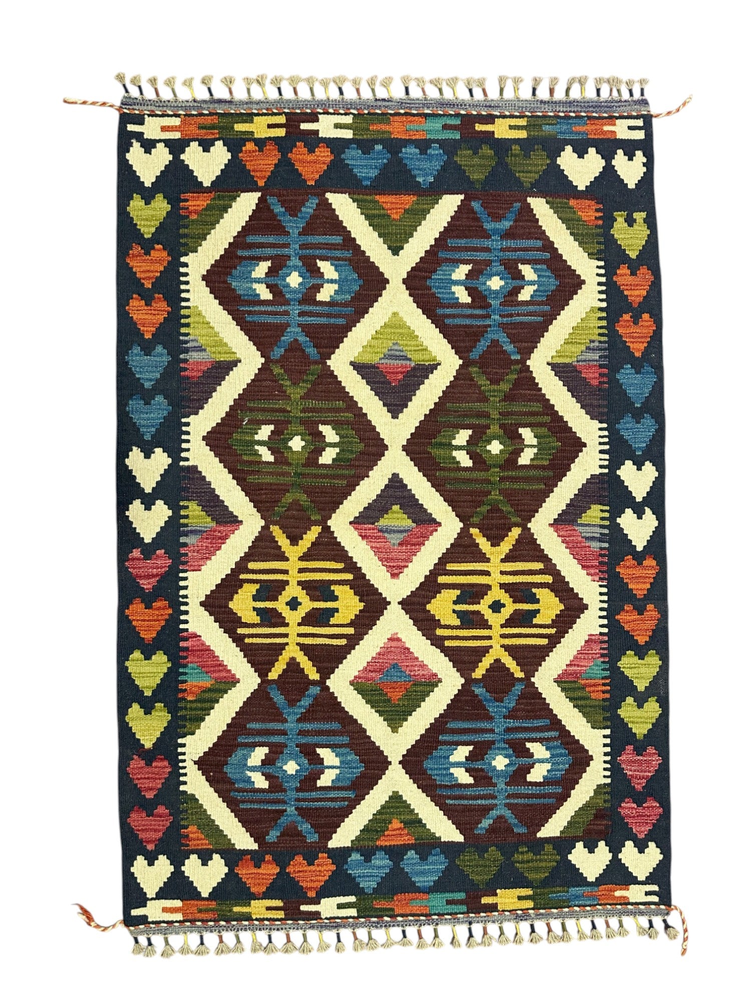 Hand-Woven Afghani Kilim Wool Rug 3'5" x 5'