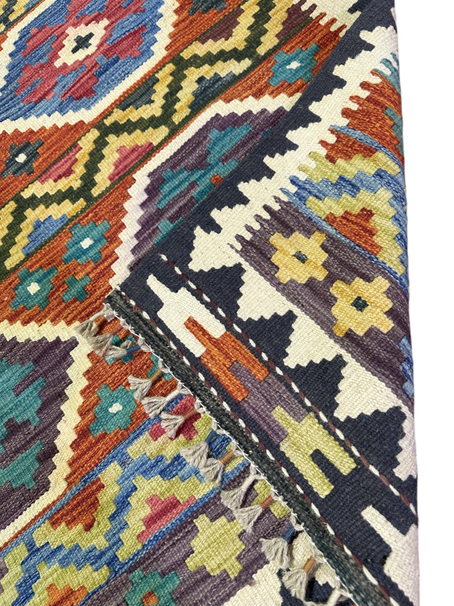 Hand-Woven Afghani Kilim Wool Rug 3'3" x 5'1"