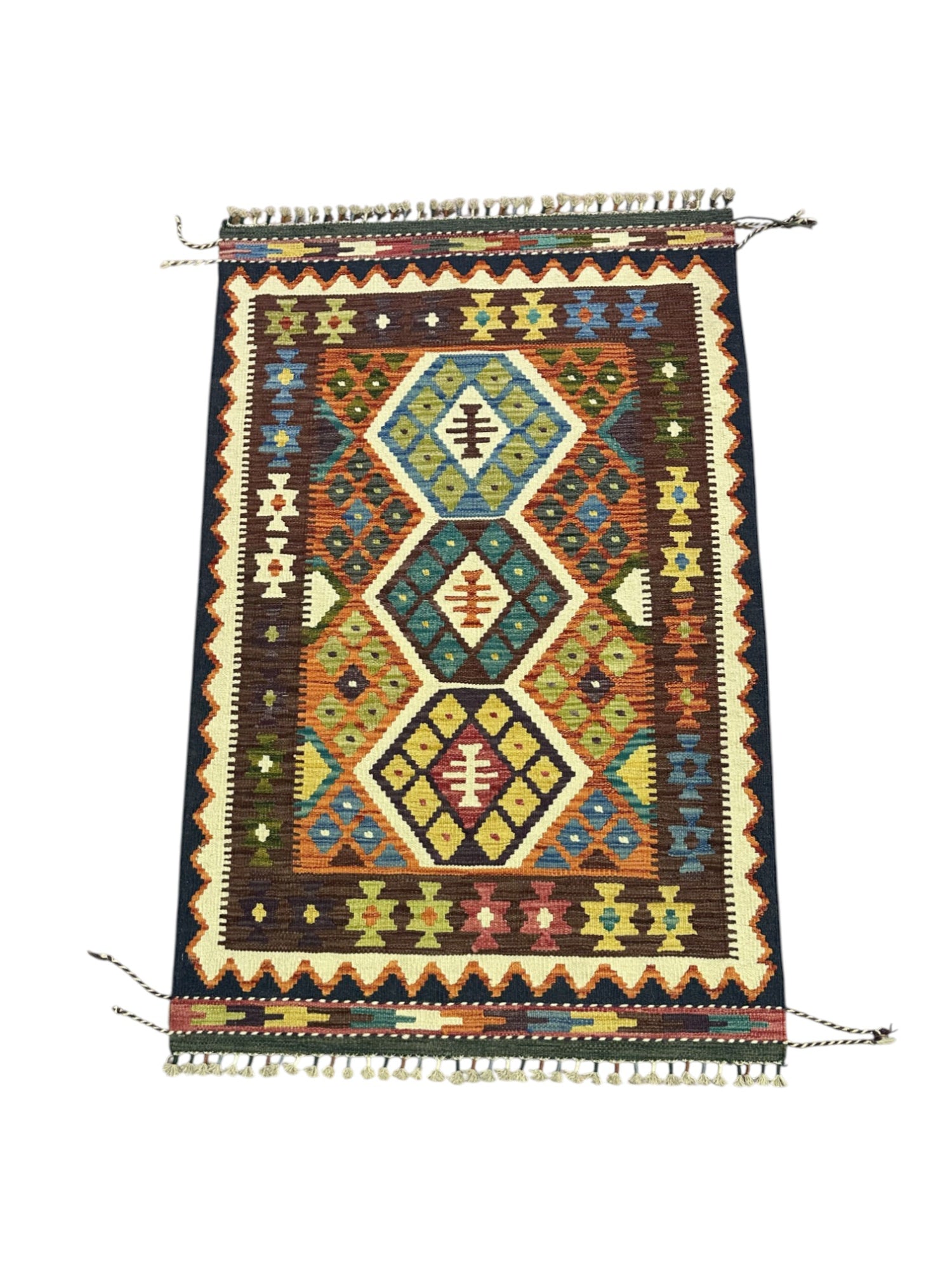 Hand-Woven Afghani Kilim Wool Rug 4' x 6'