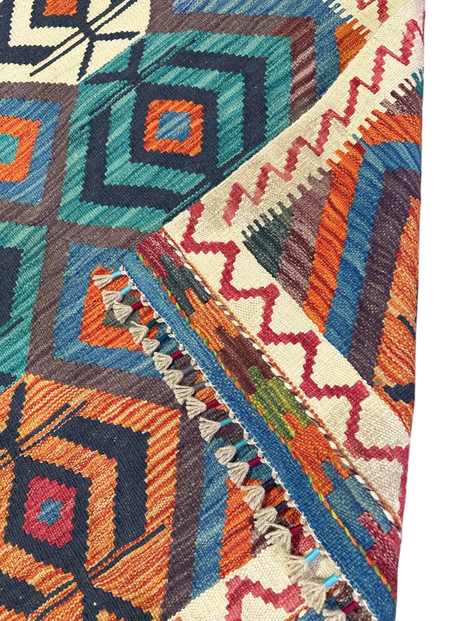 Hand-Woven Afghani Kilim Wool Rug 3'5" x 5'3"