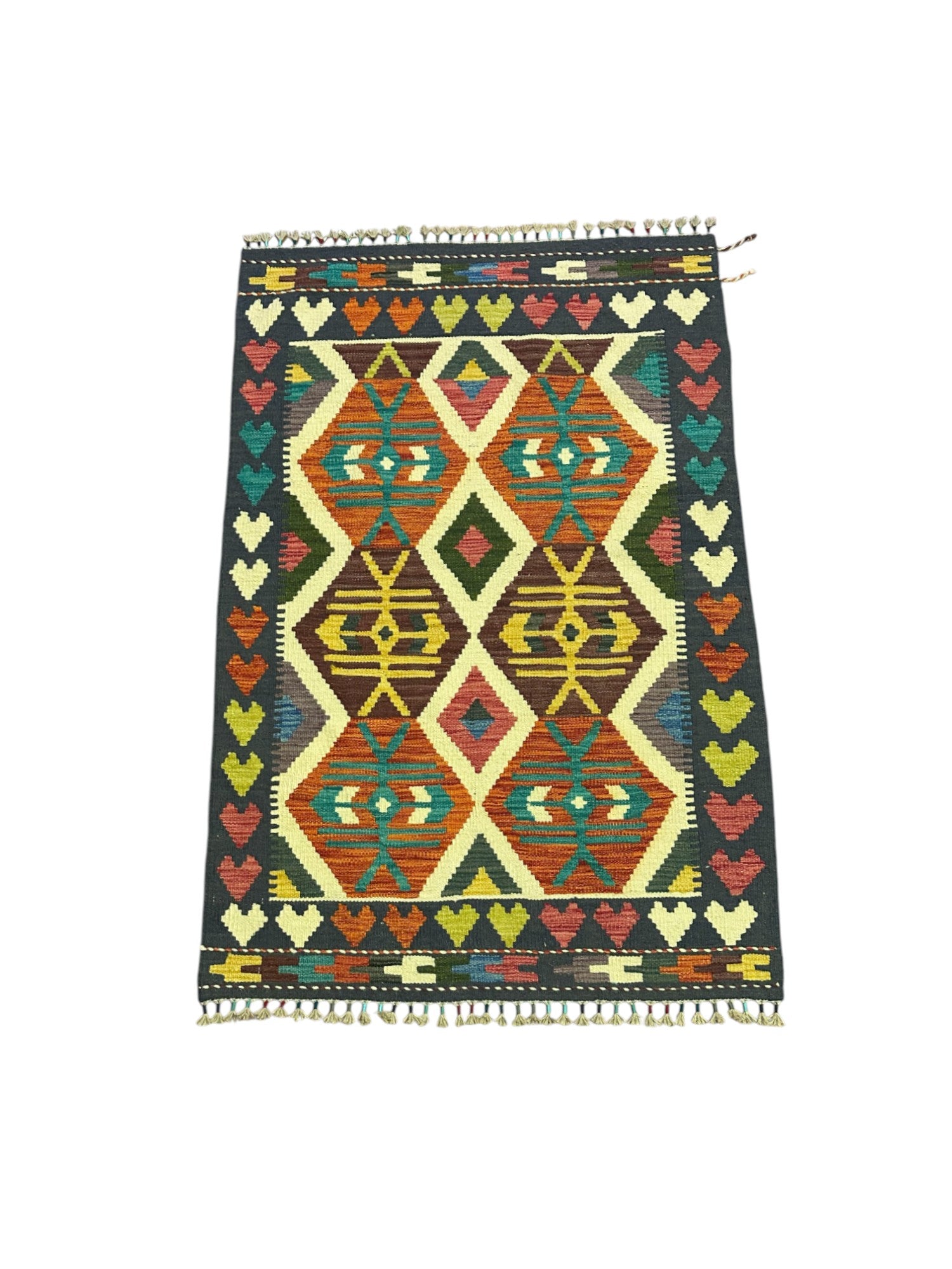 Hand-Woven Afghani Kilim Wool Rug 3'3" x 4'11"