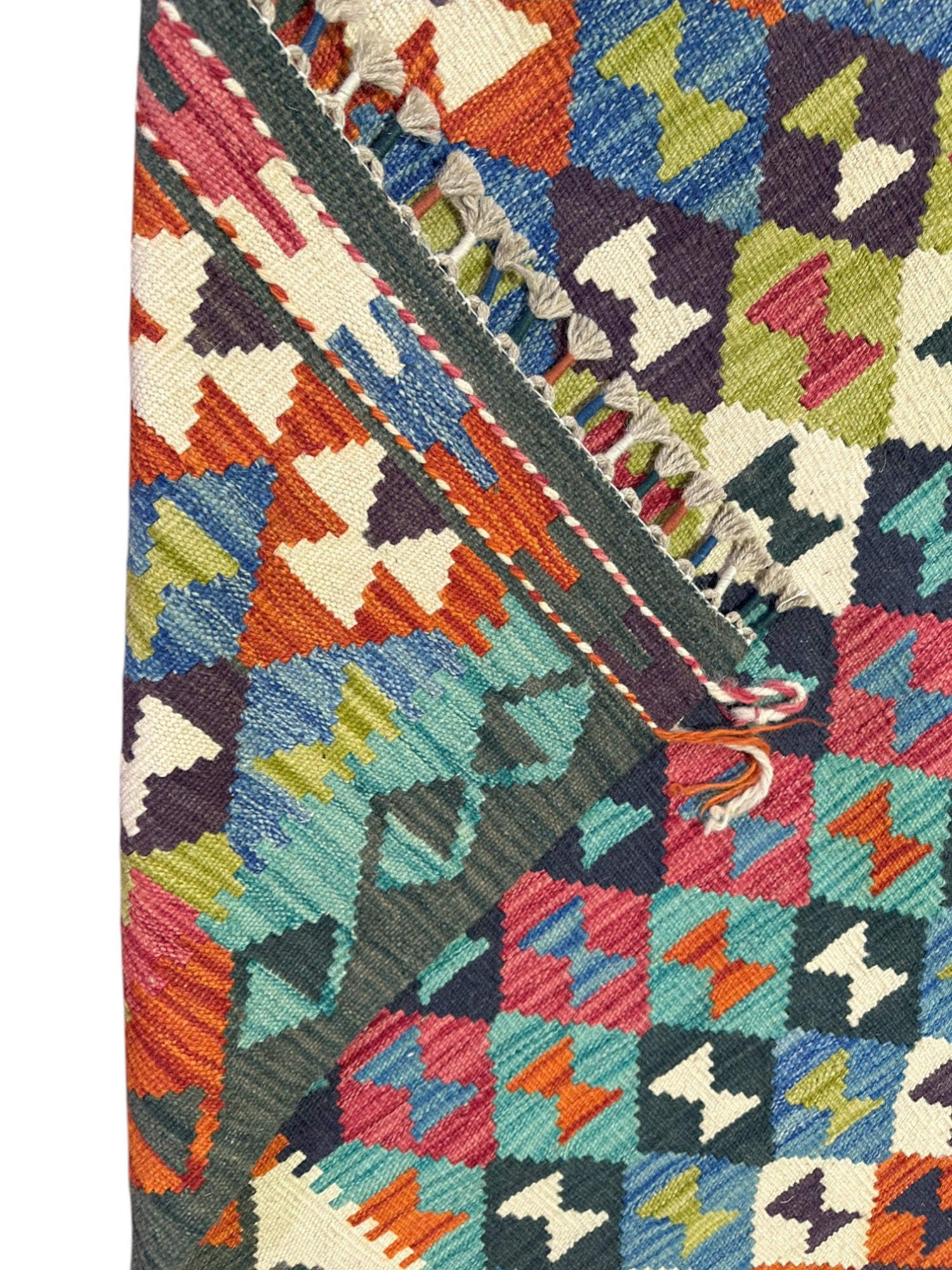 Hand-Woven Afghani Kilim Wool Rug 3'7" x 5'