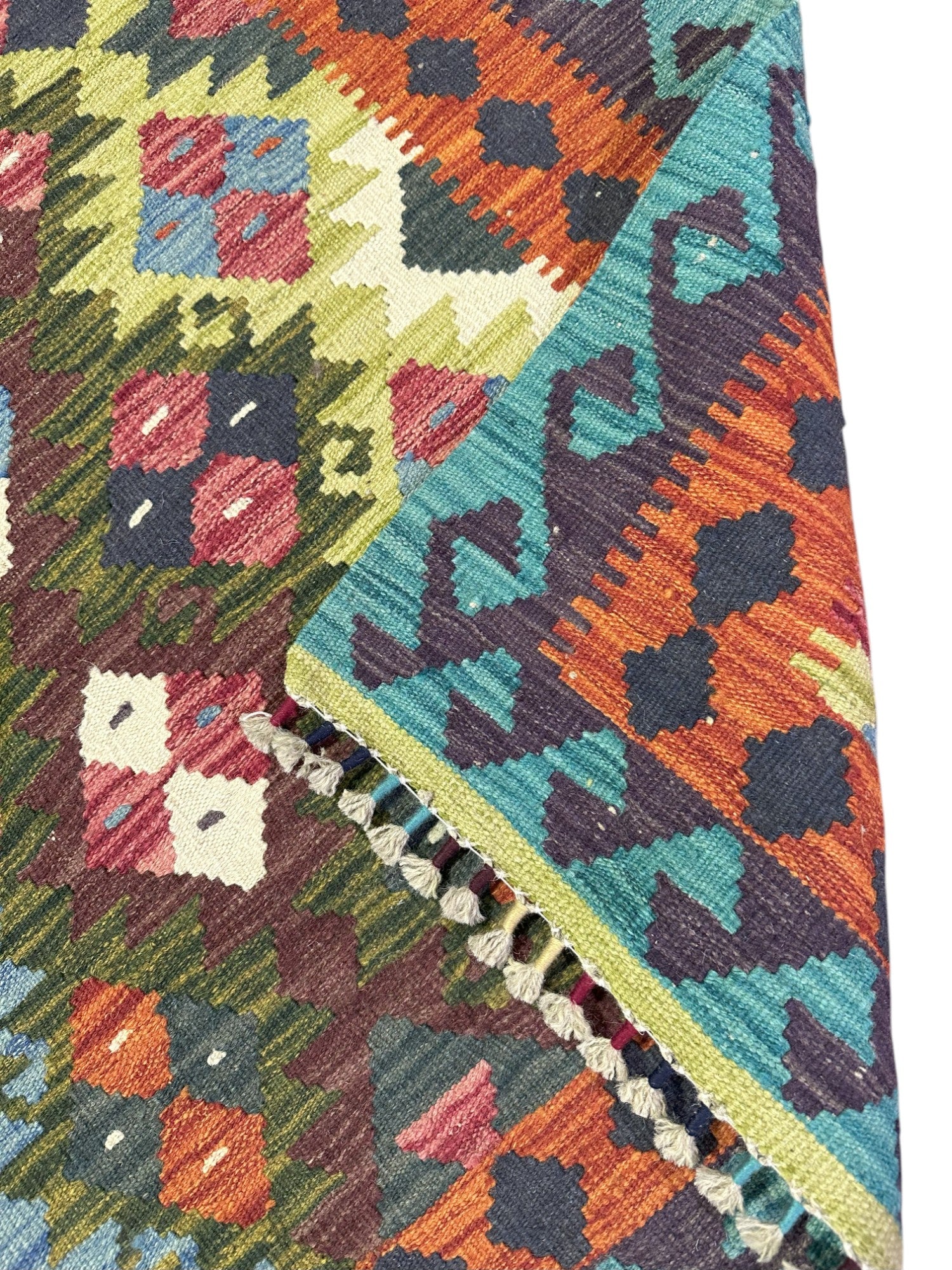 Hand-Woven Afghani Kilim Wool Rug 3'5" x 5'2"