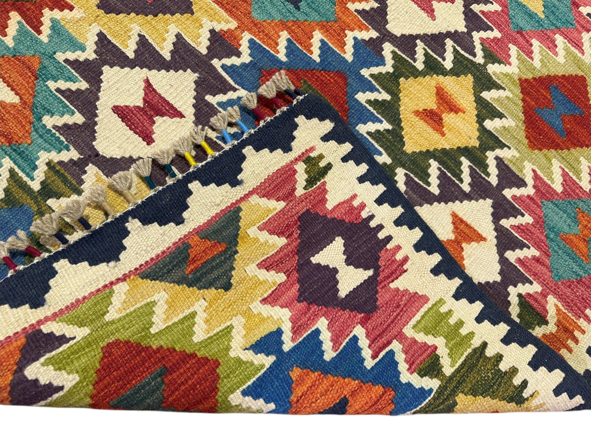 Hand-Woven Afghani Kilim Wool Rug 3'3" x 5'
