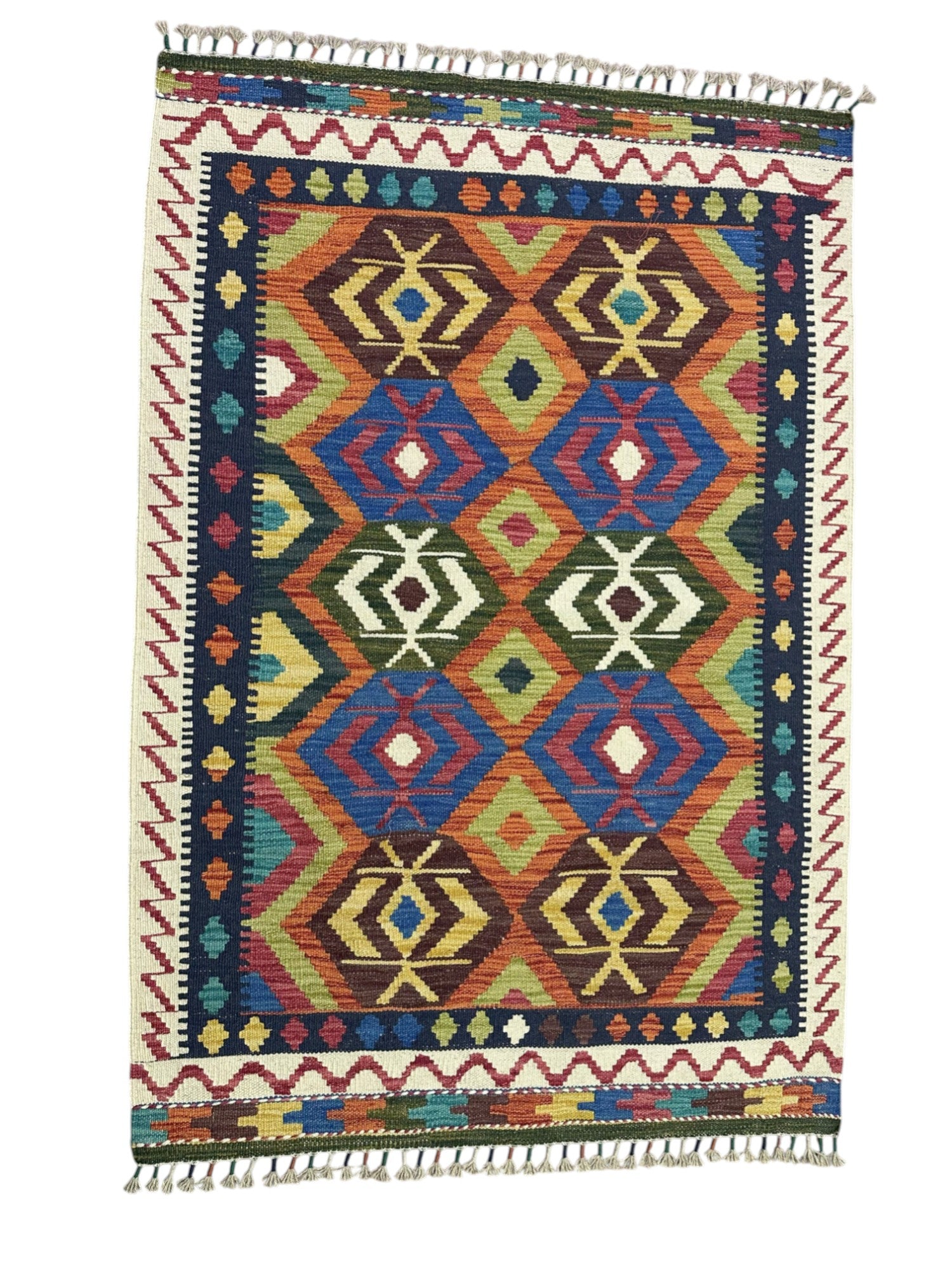 Hand-Woven Afghani Kilim Wool Rug 3'5" x 5'