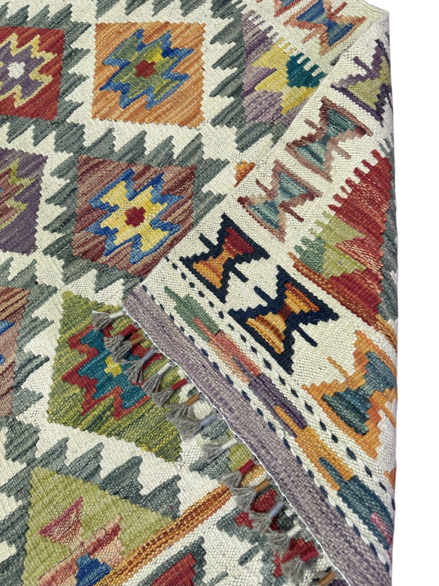 Hand-Woven Afghani Kilim Wool Rug 3'3" x 4'9"