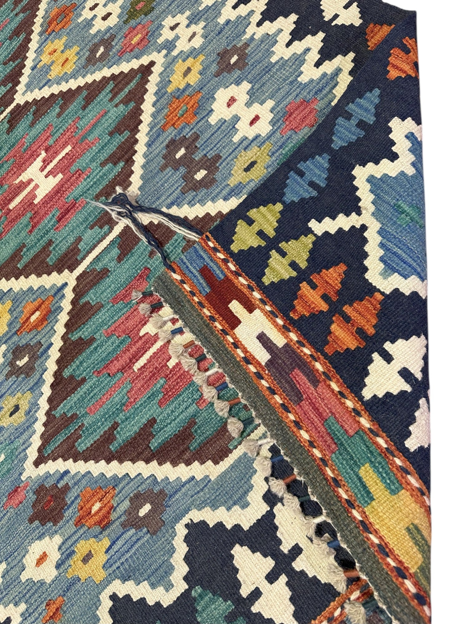 Hand-Woven Afghani Kilim Wool Rug 3'3" x 4'11"