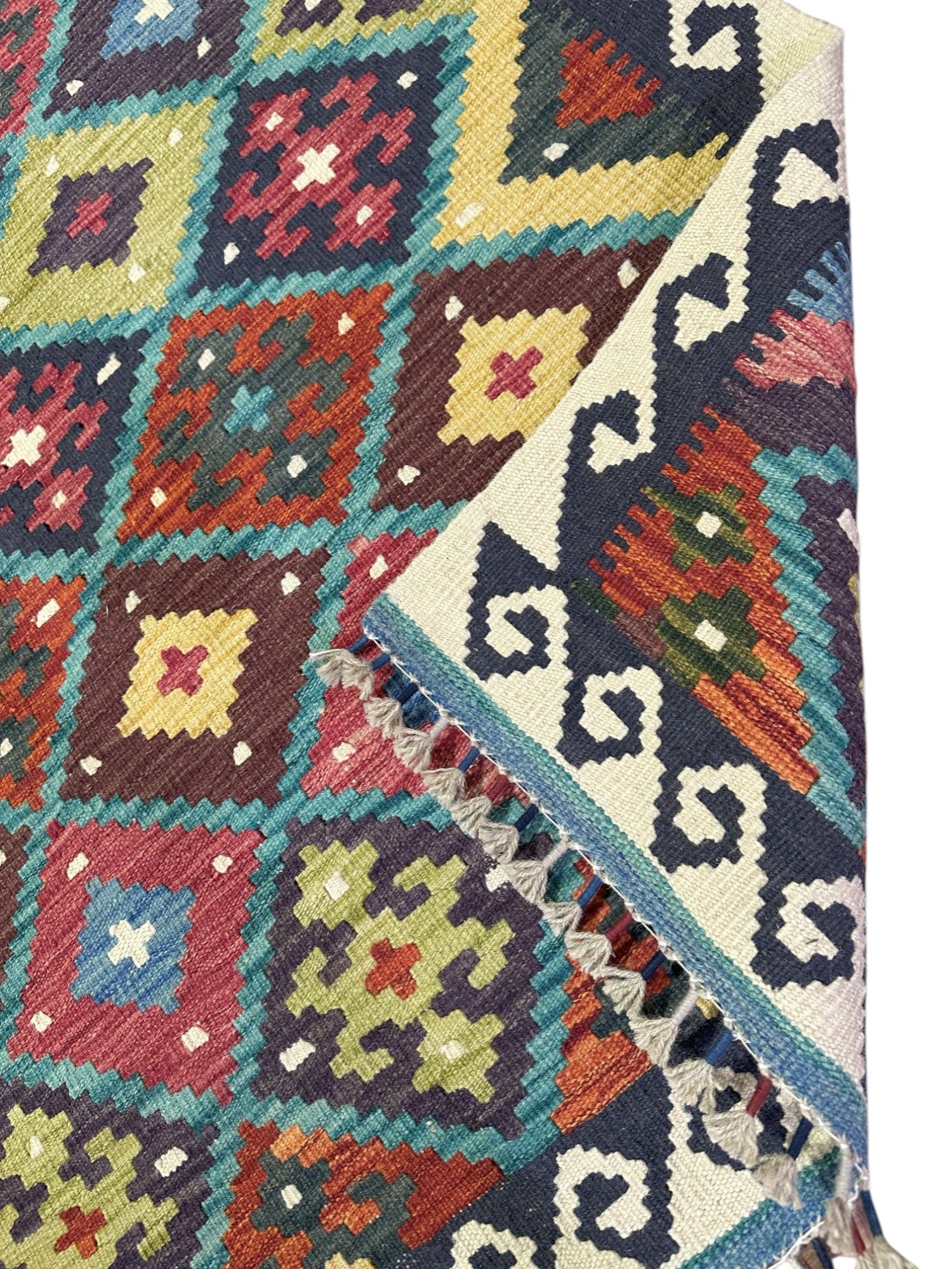 Hand-Woven Afghani Kilim Wool Rug 3'6" x 5'2"
