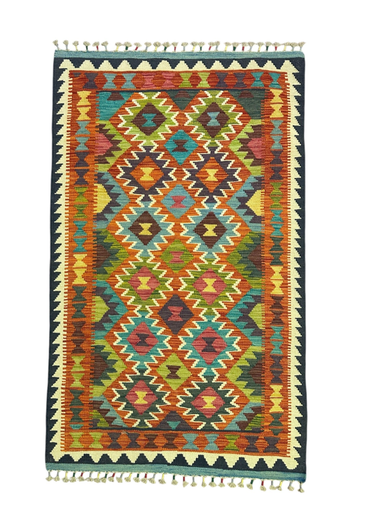 Hand-Woven Afghani Kilim Wool Rug 3'3" x 5'3"