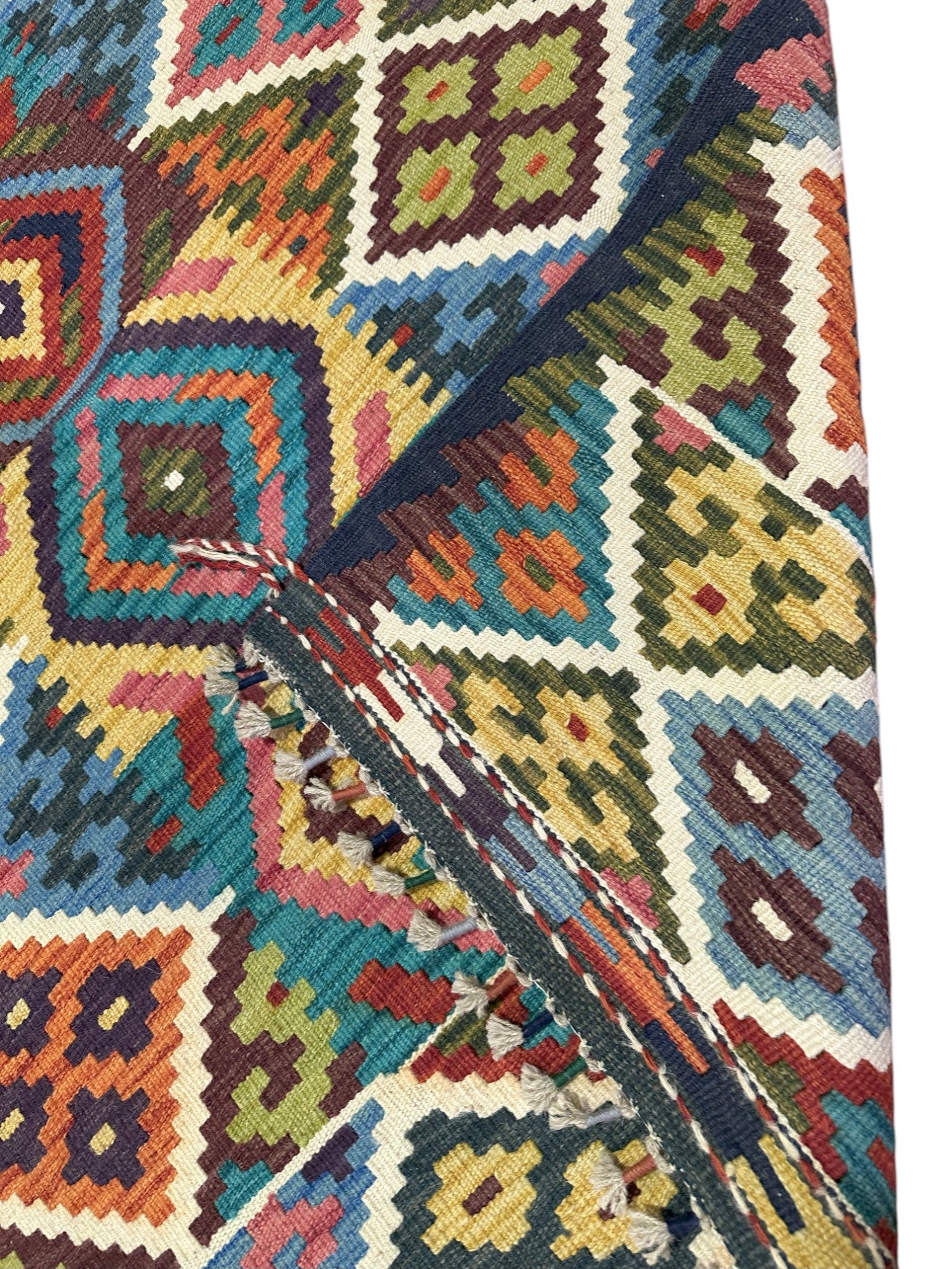 Hand-Woven Afghani Kilim Wool Rug 3'5" x 5'2"