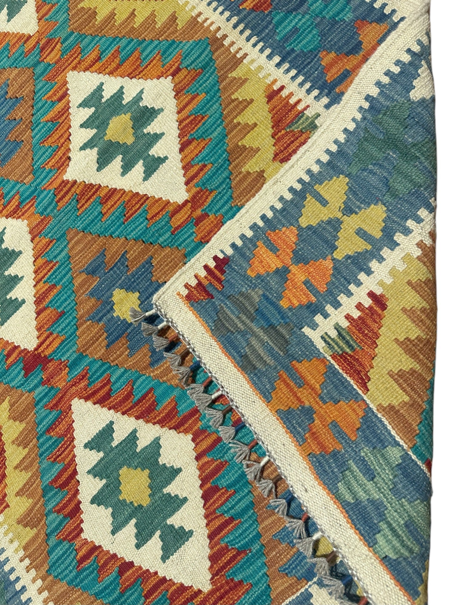 Hand-Woven Afghani Kilim Wool Rug 3'5" x 5'1"