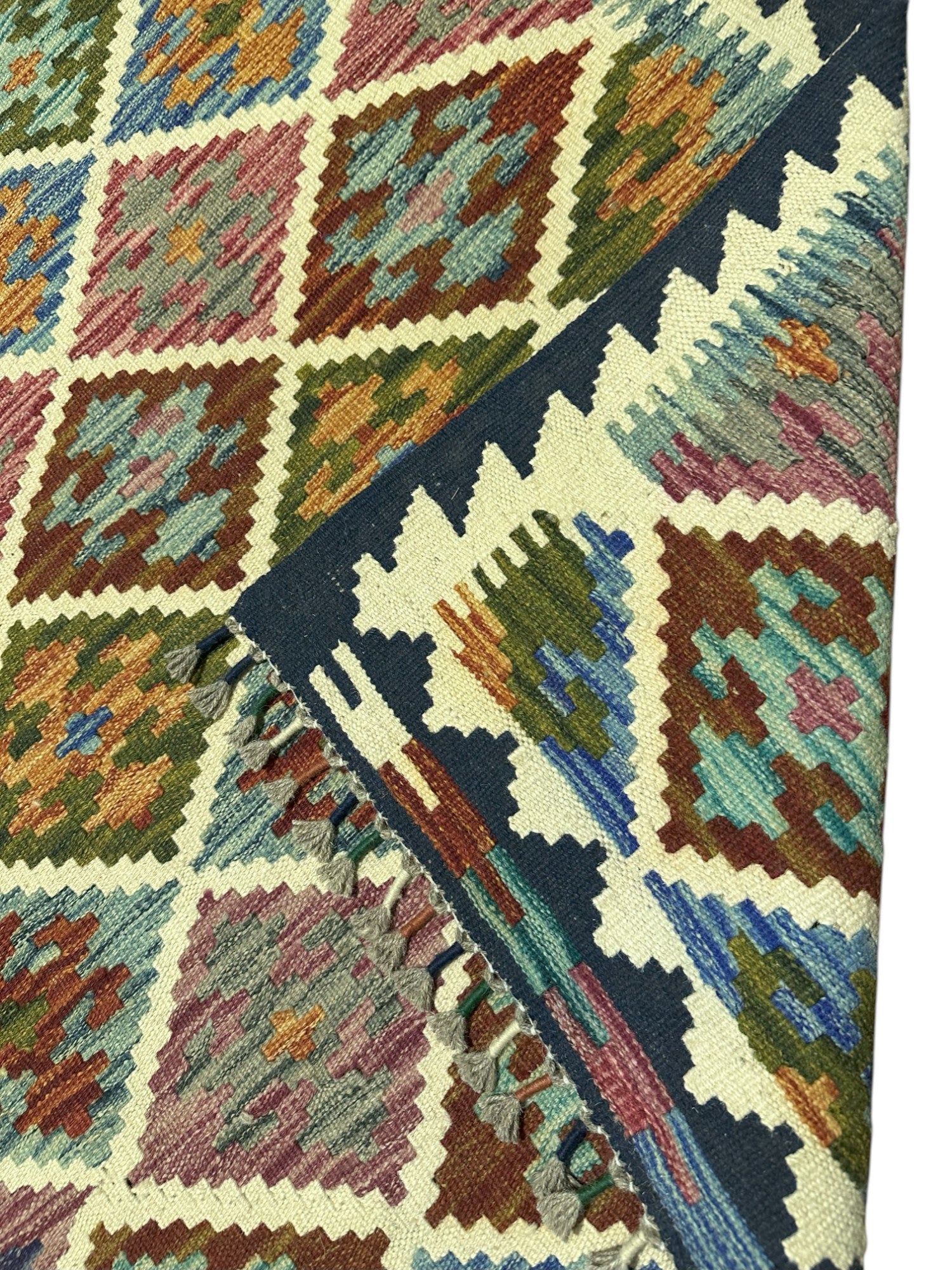 Hand-Woven Afghani Kilim Wool Rug 3'2" x 4'11"