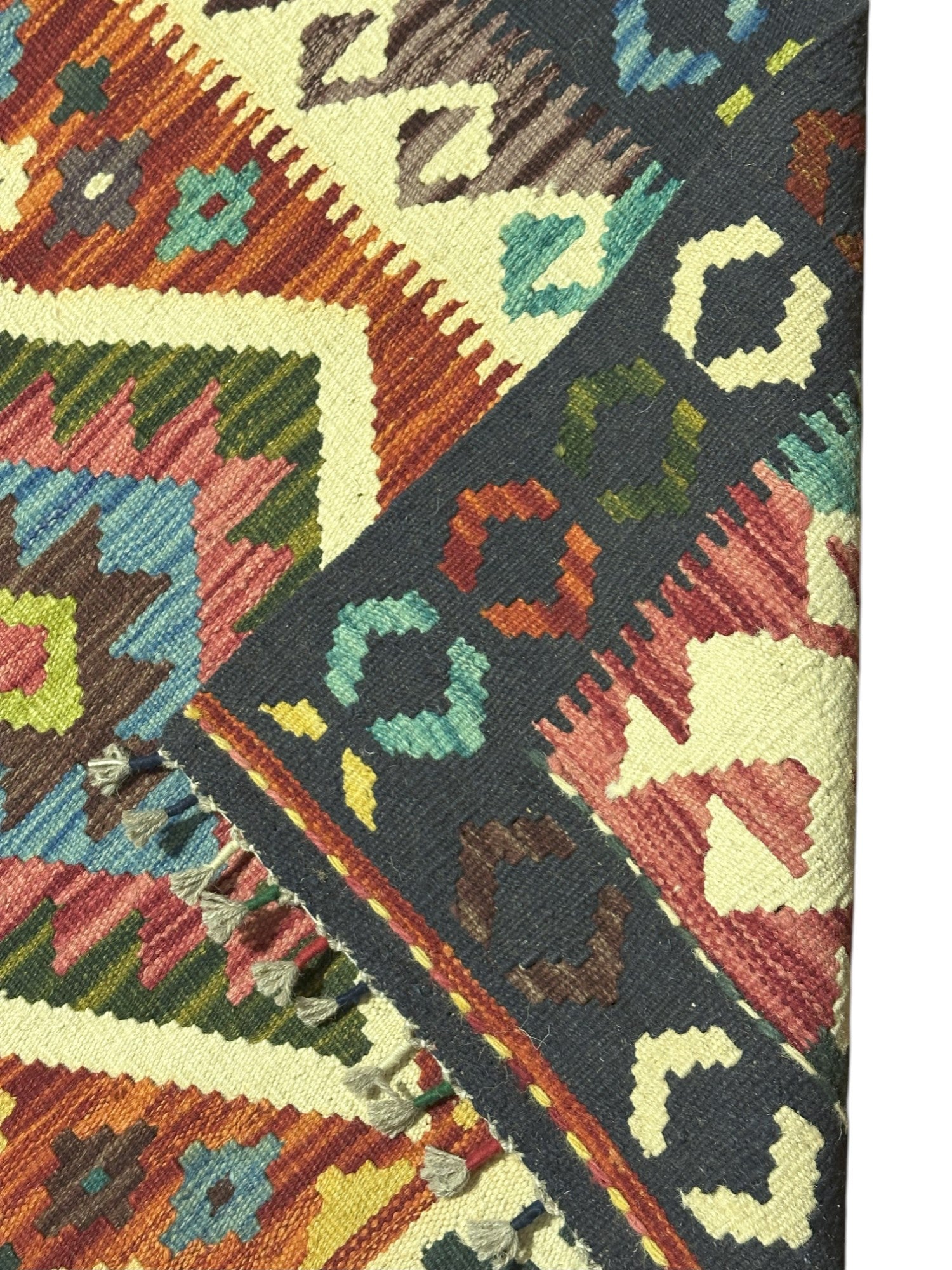 Hand-Woven Afghani Kilim Wool Rug 3' x 5'3"