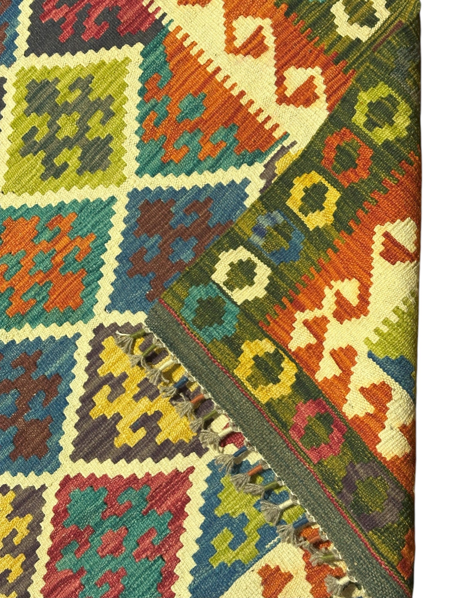 Hand-Woven Afghani Kilim Wool Rug 3'5" x 4'10"