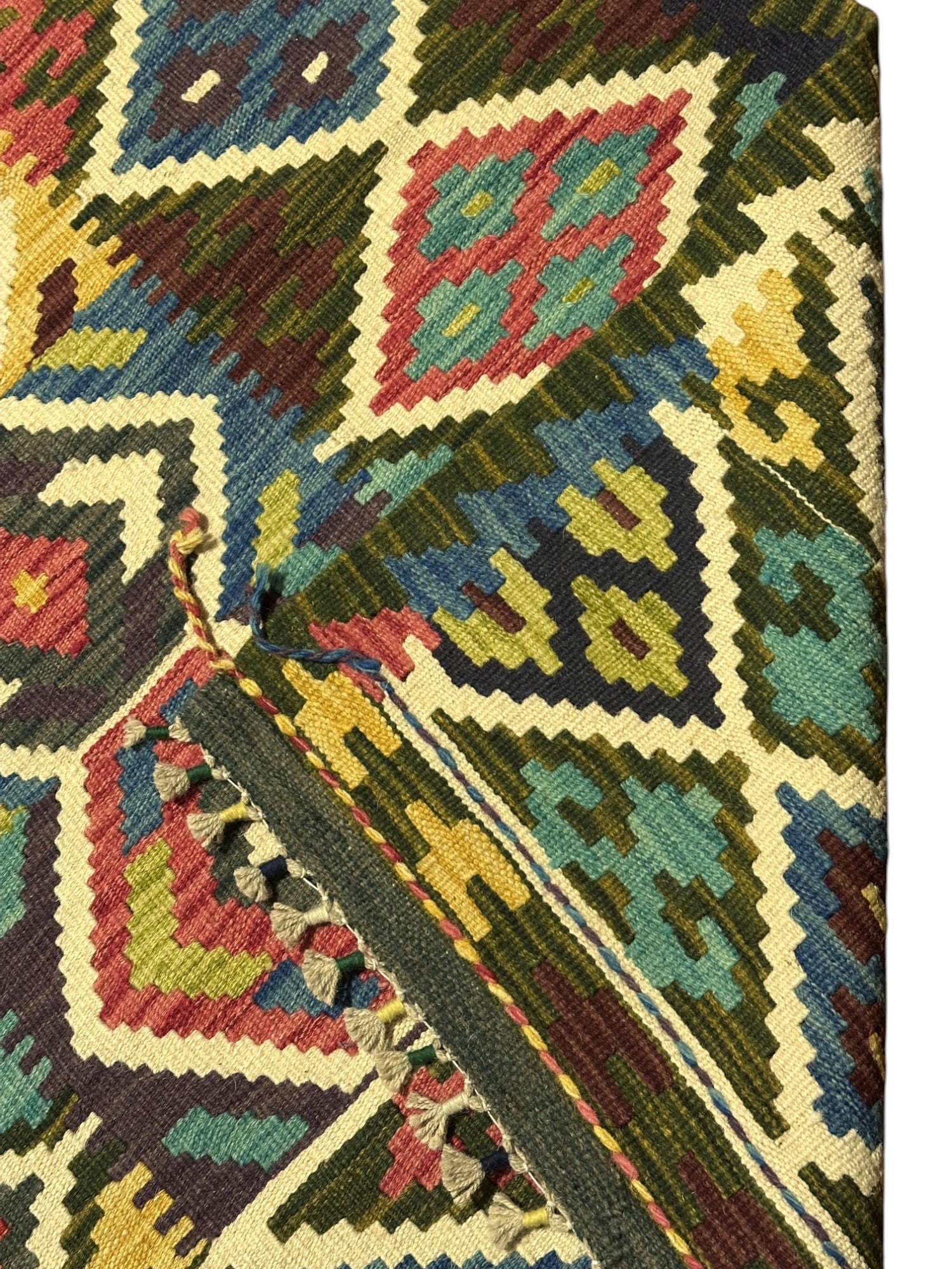 Hand-Woven Afghani Kilim Wool Rug 3'5" x 4'8"