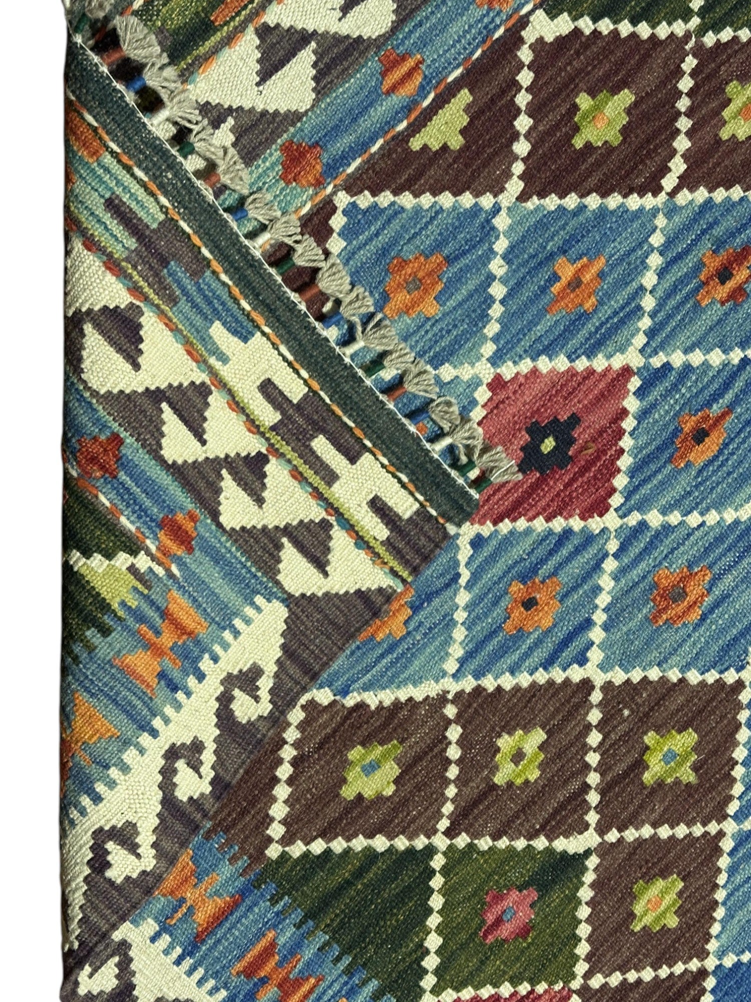 Hand-Woven Afghani Kilim Wool Rug 3'6" x 4'11"