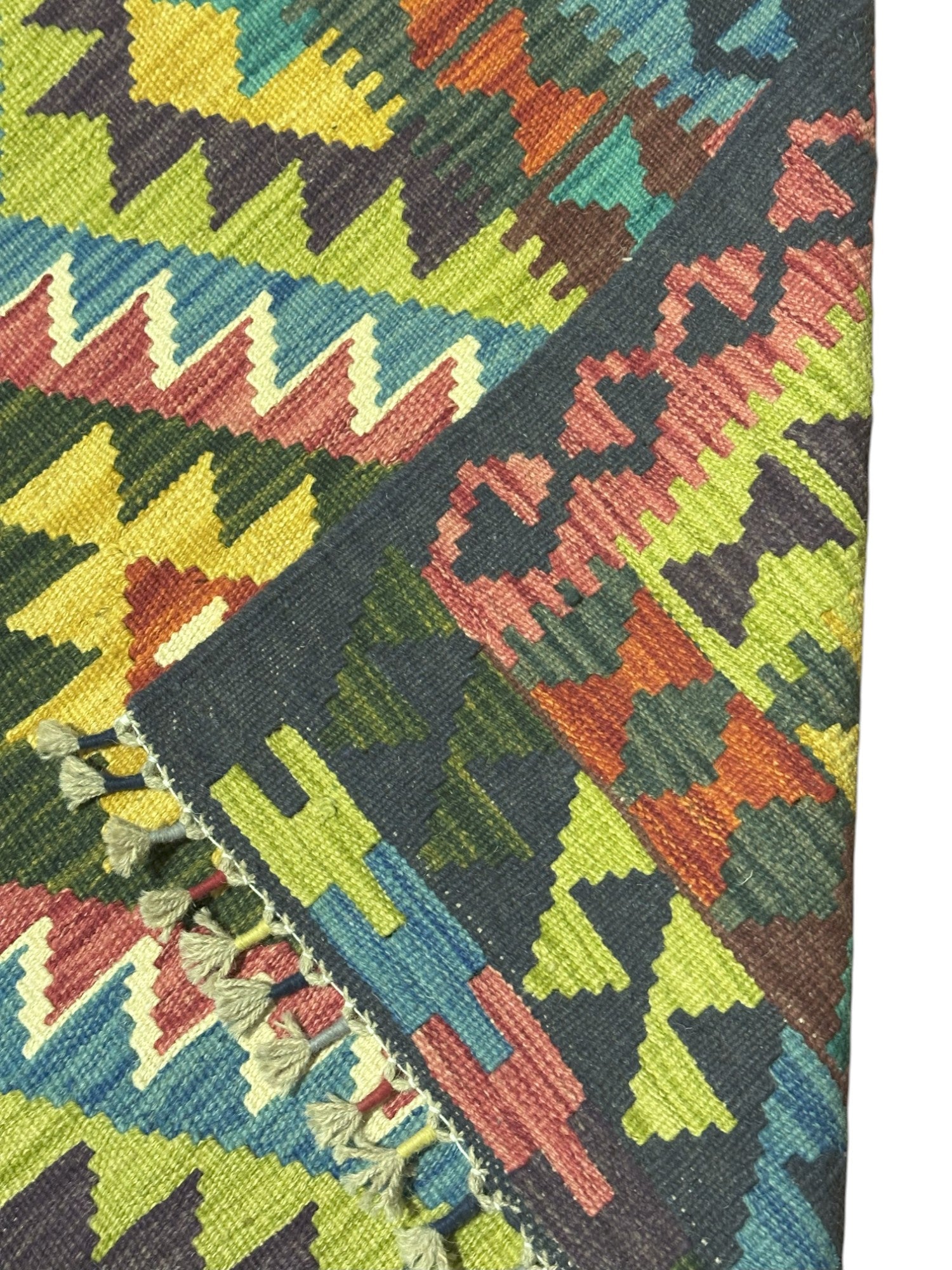 Hand-Woven Afghani Kilim Wool Rug 2'9" x 4'1"