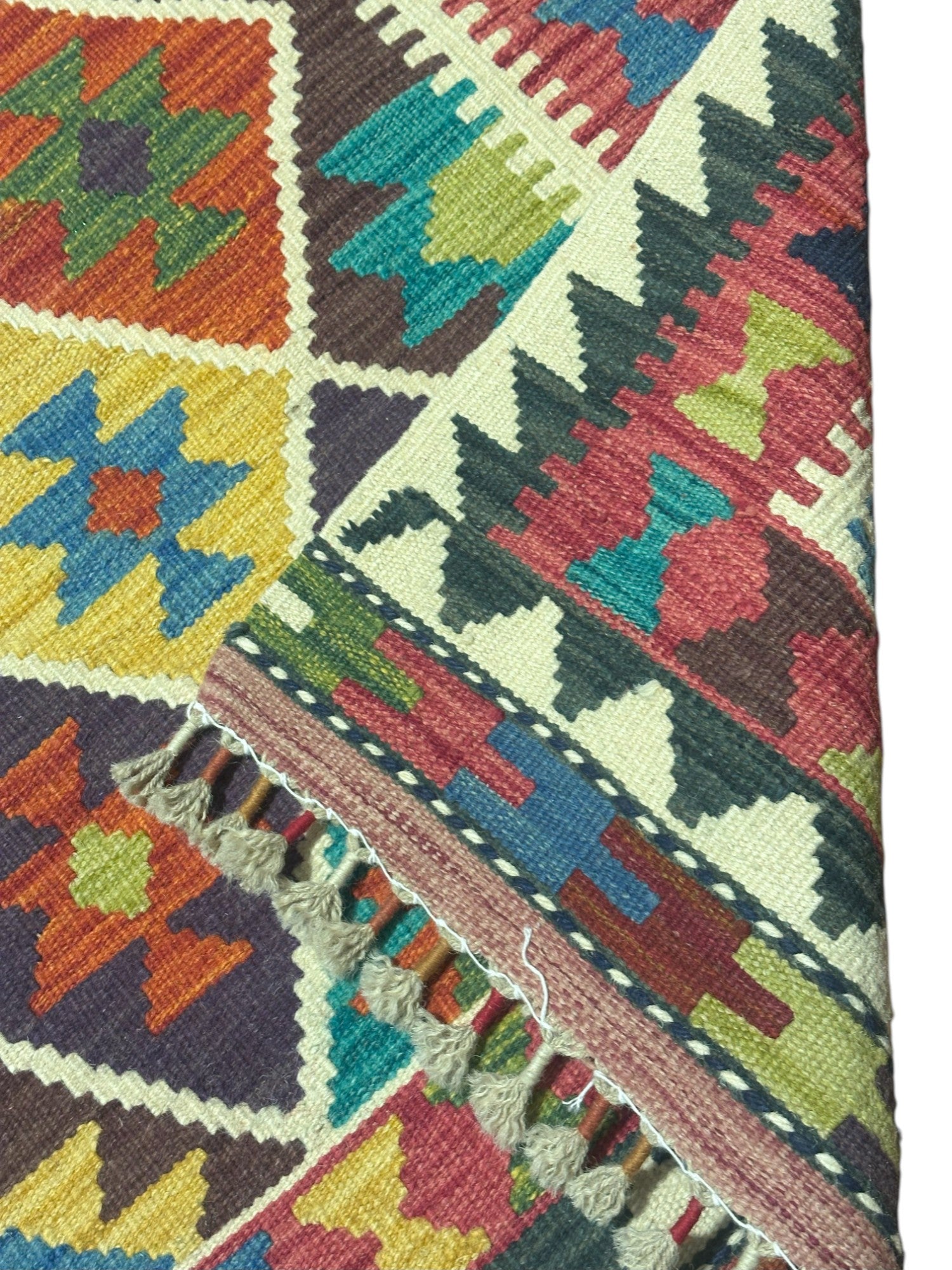 Hand-Woven Afghani Kilim Wool Rug 2'9" x 4'7"
