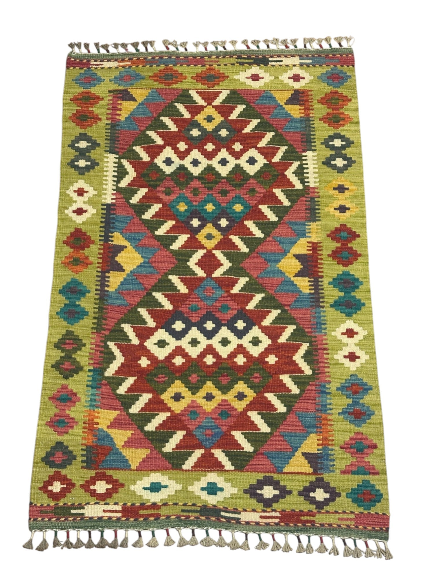 Hand-Woven Afghani Kilim Wool Rug 2'8" x 4'5"