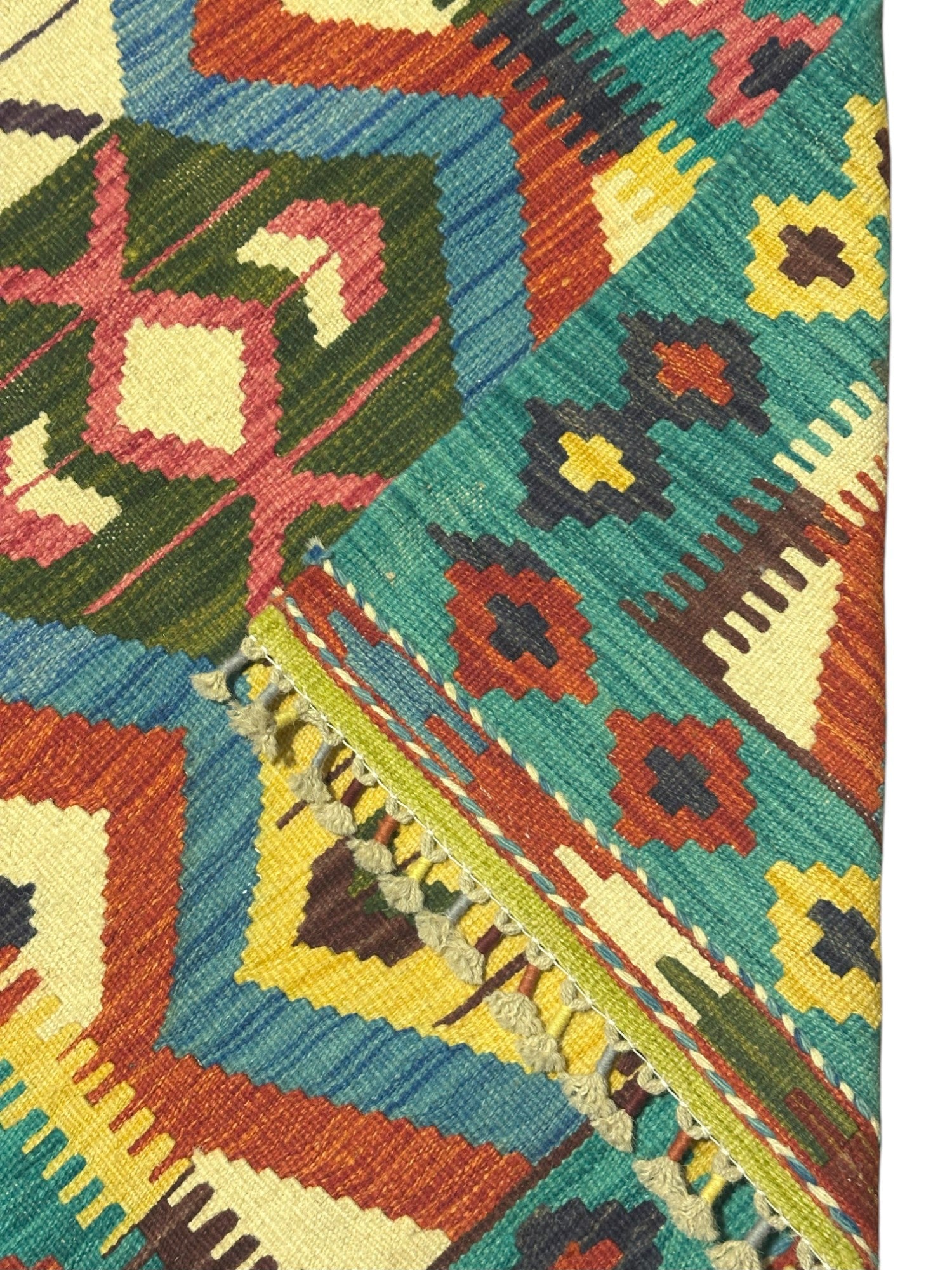 Hand-Woven Afghani Kilim Wool Rug 2'8" x 4'4"