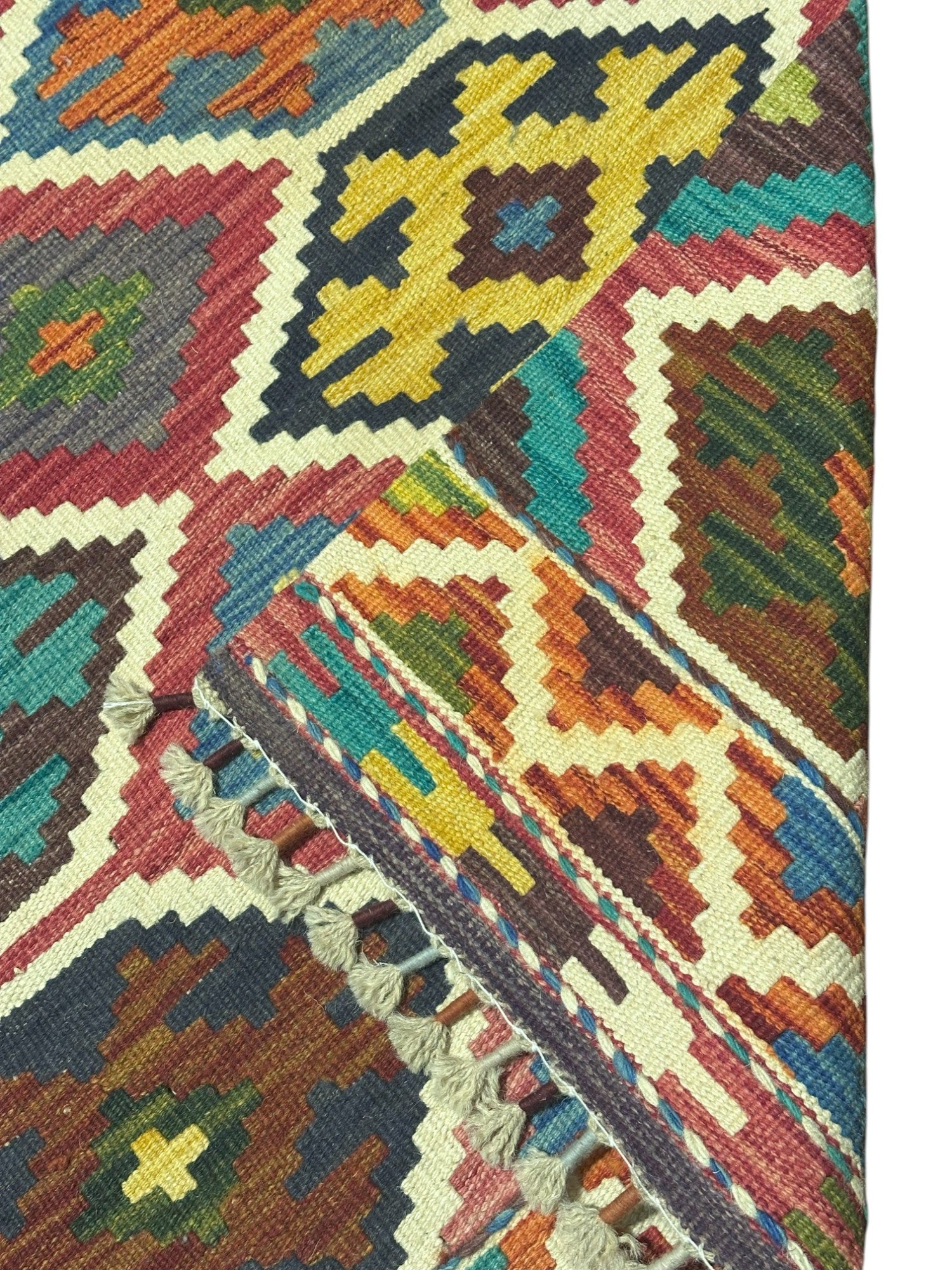 Hand-Woven Afghani Kilim Wool Rug 2'9" x 3'10"