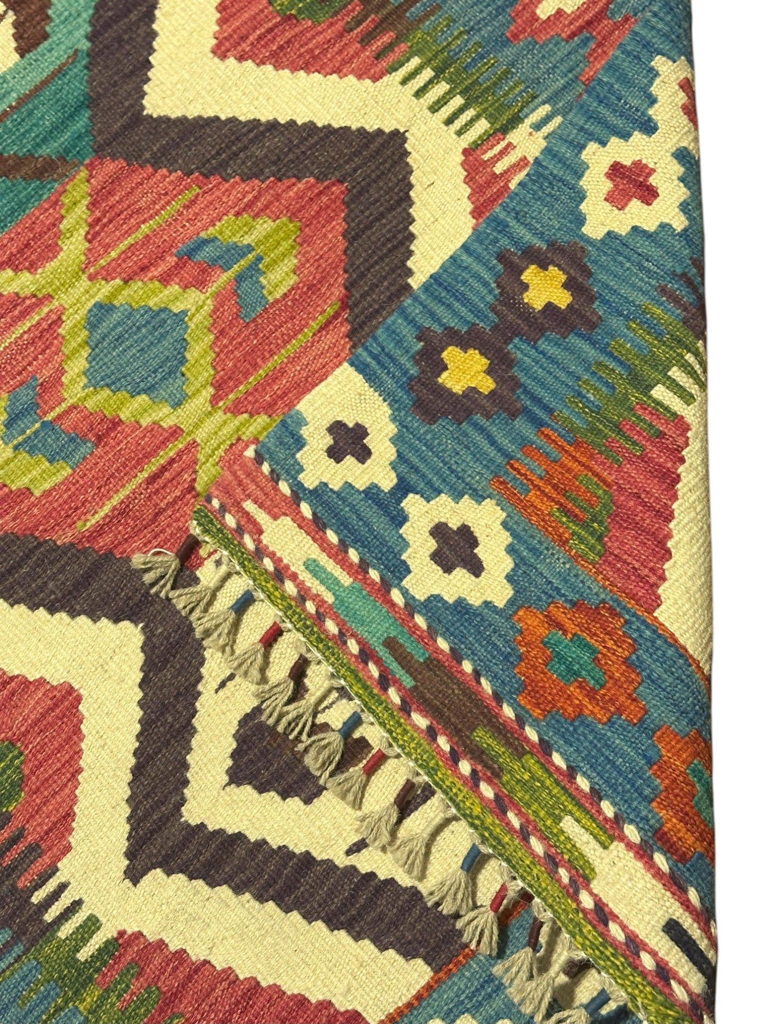 Hand-Woven Afghani Kilim Wool Rug 2'9" x 4'4"
