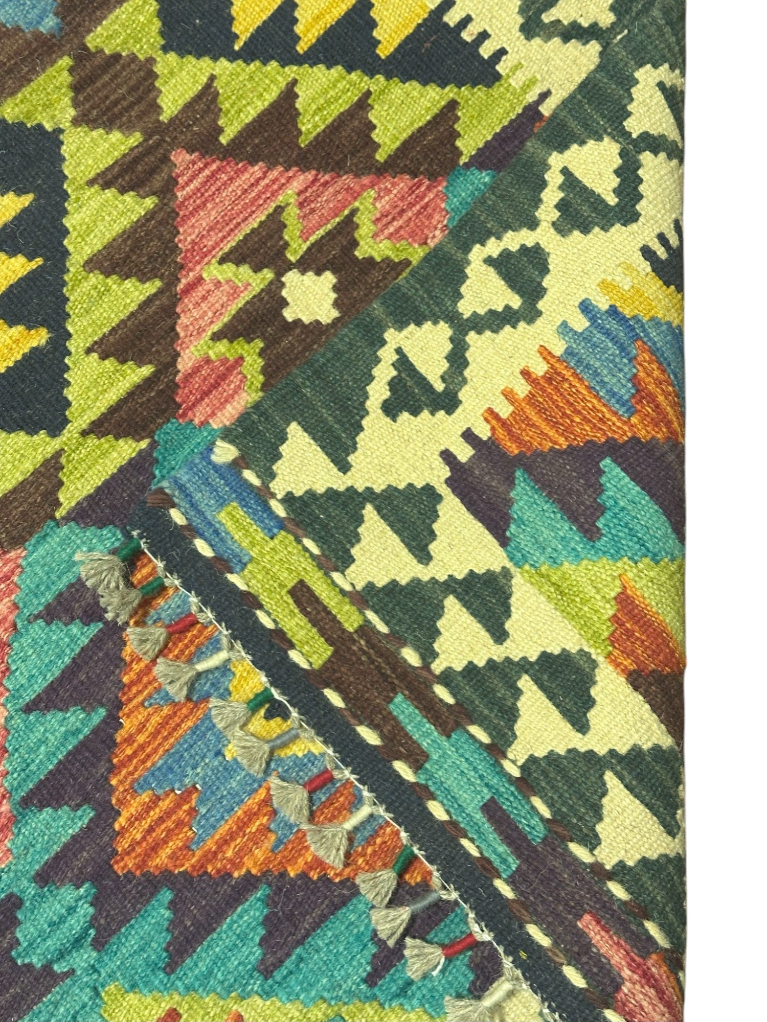 Hand-Woven Afghani Kilim Wool Rug 2'8" x 4'