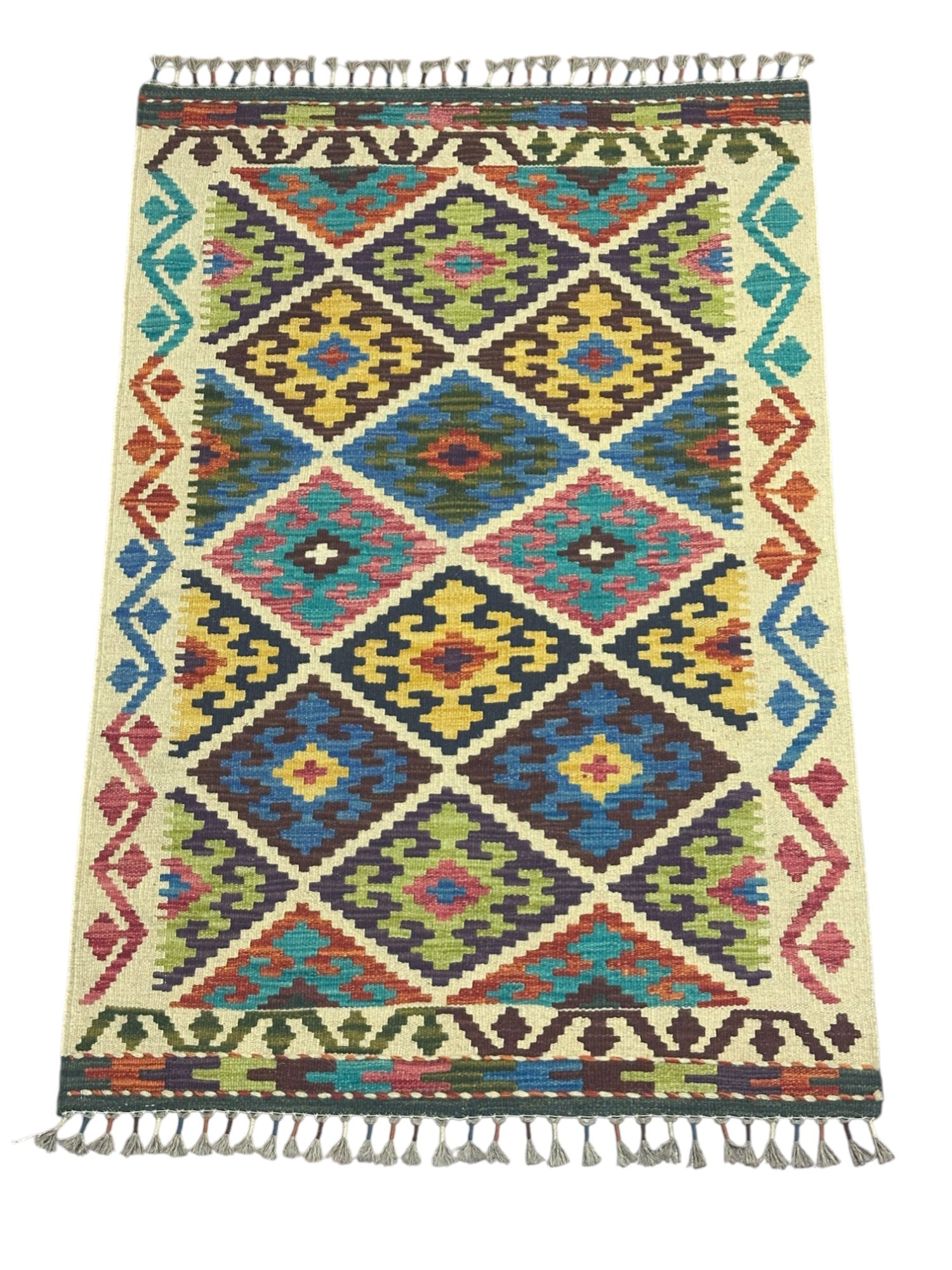 Hand-Woven Afghani Kilim Wool Rug 2'9" x 4'2"
