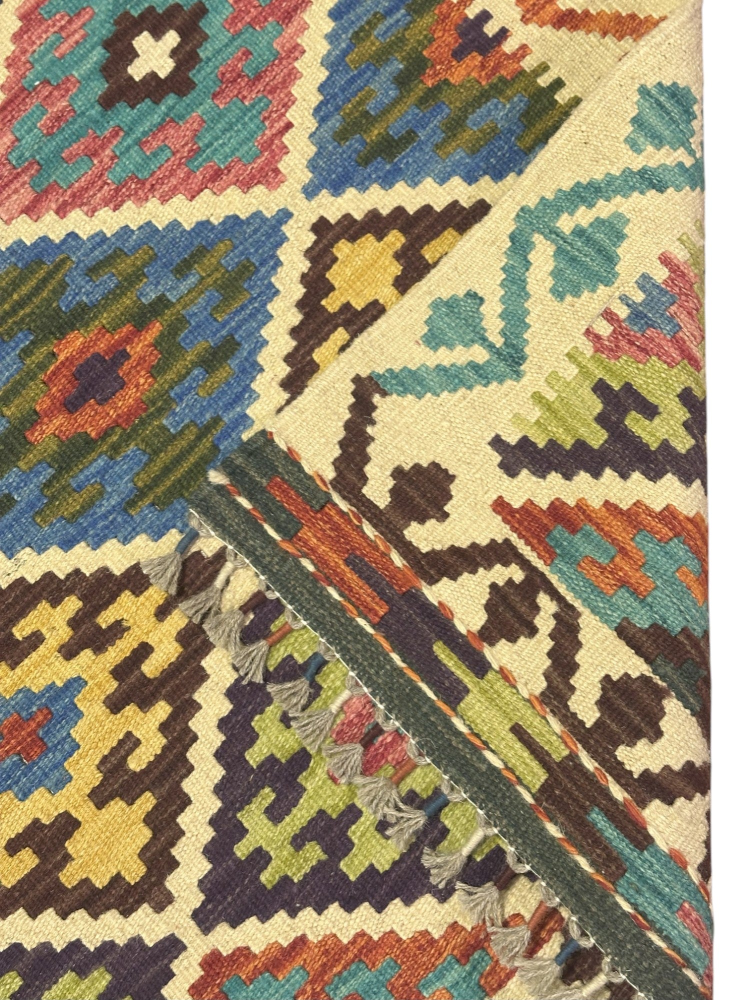 Hand-Woven Afghani Kilim Wool Rug 2'9" x 4'2"