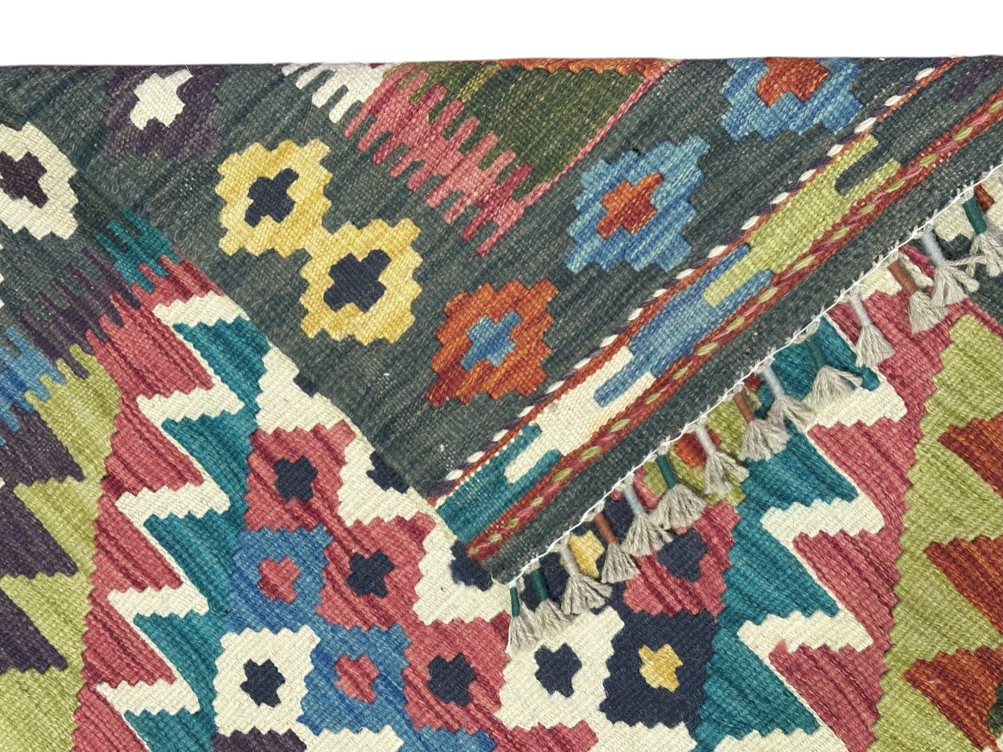 Hand-Woven Afghani Kilim Wool Rug 2'9" x 4'7"