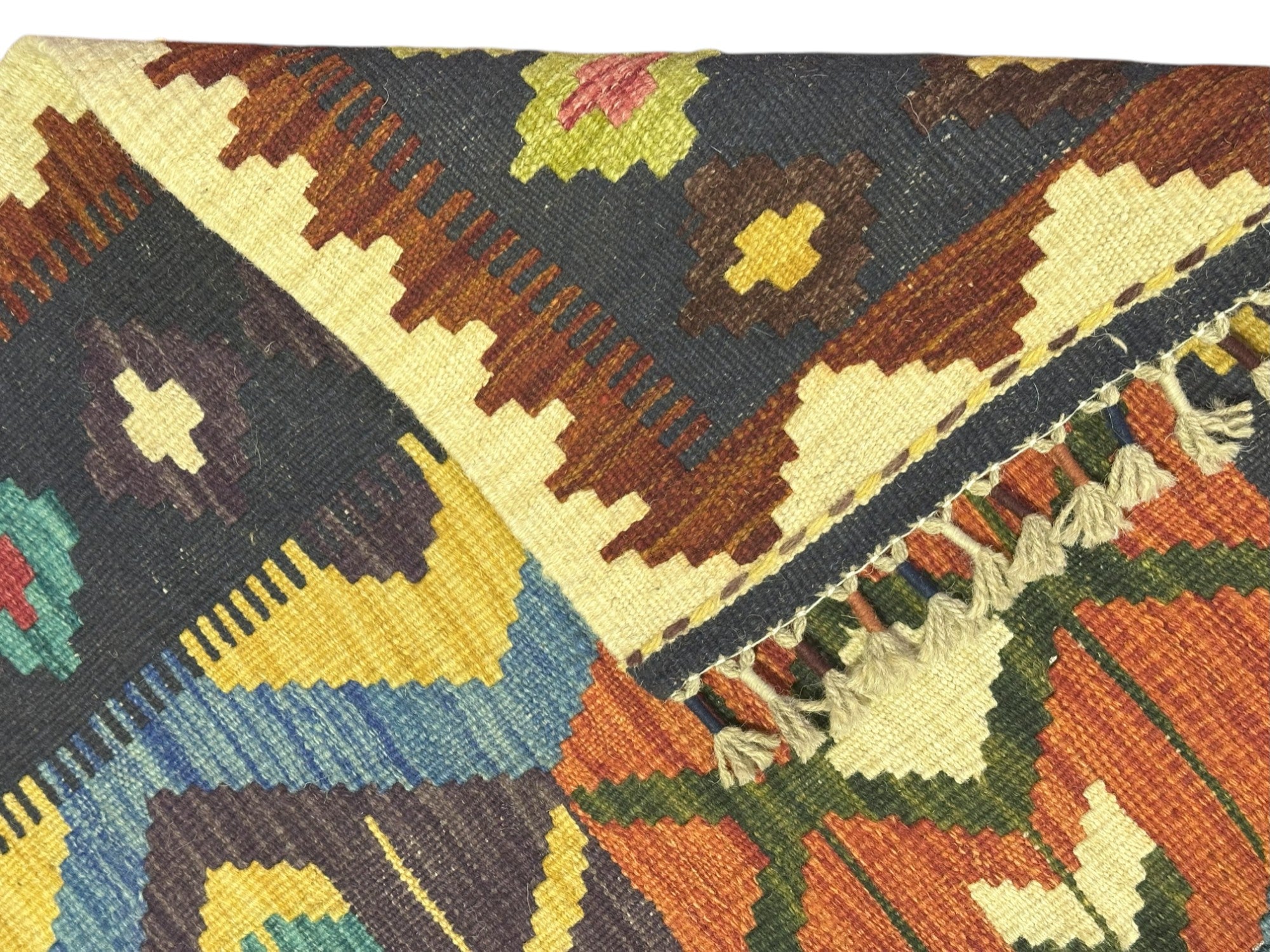 Hand-Woven Afghani Kilim Wool Rug 2'10" x 4'5"