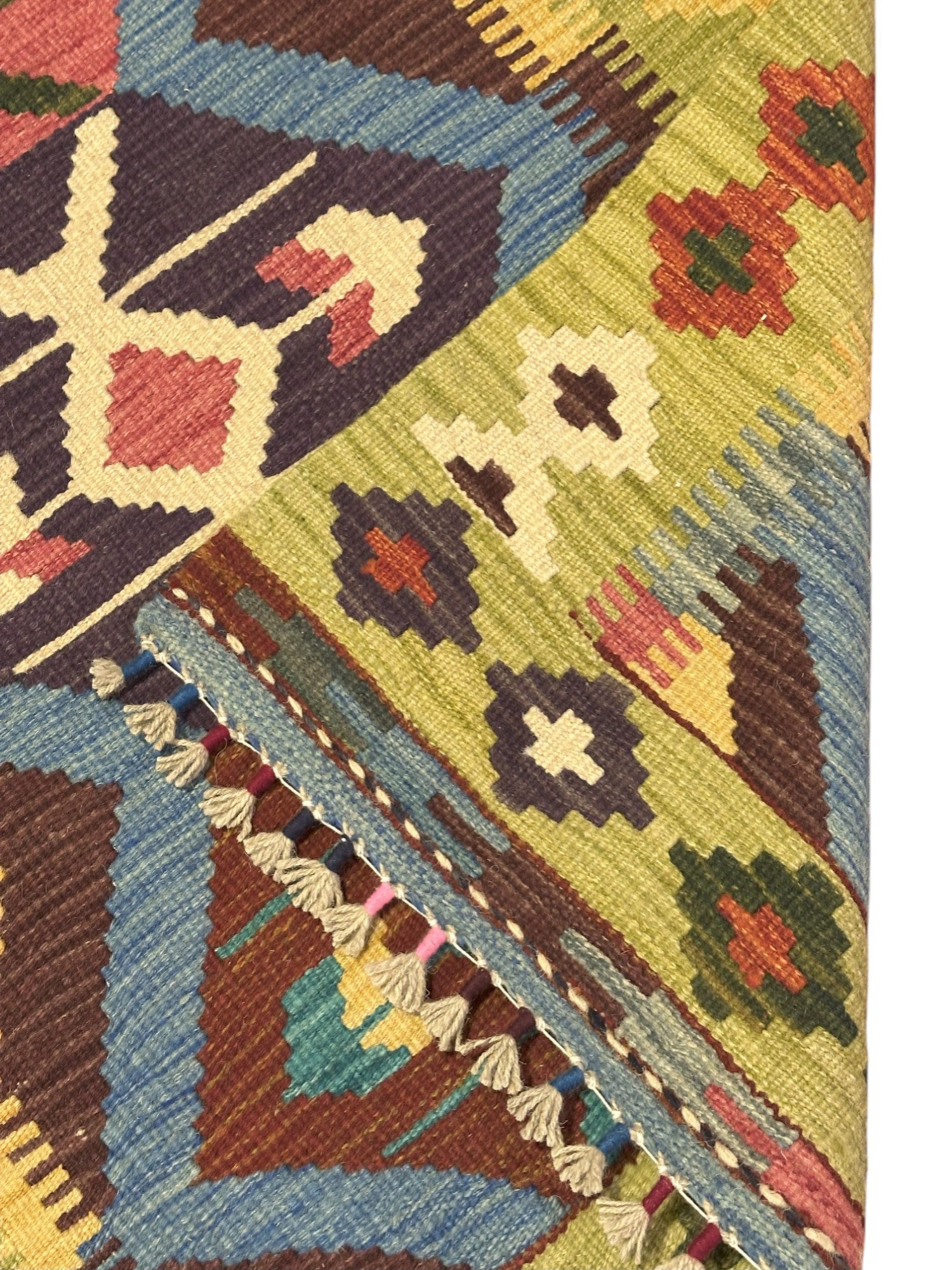Hand-Woven Afghani Kilim Wool Rug 2'8" x 4'6"