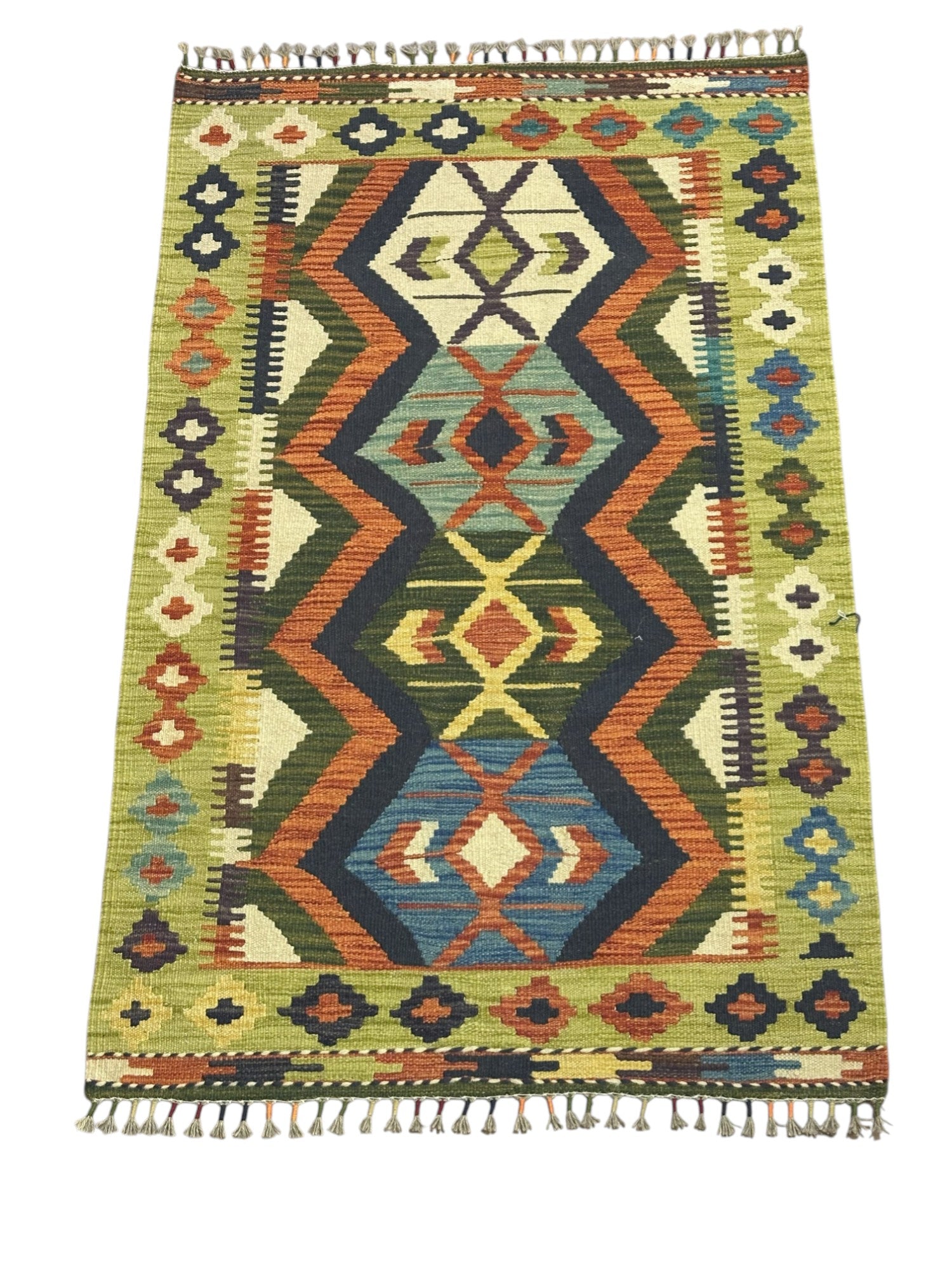 Hand-Woven Afghani Kilim Wool Rug 2'9" x 4'4"