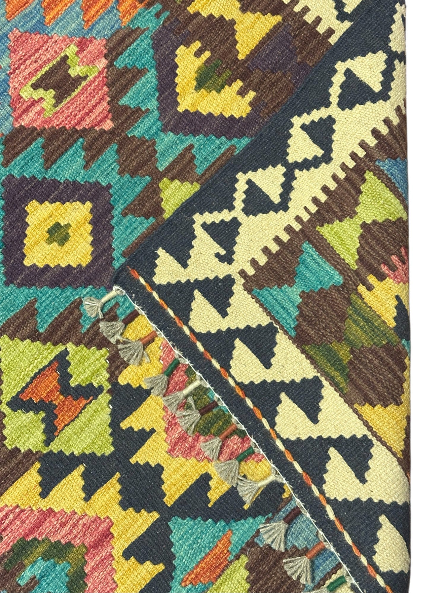 Hand-Woven Afghani Kilim Wool Rug 2'9" x 4'