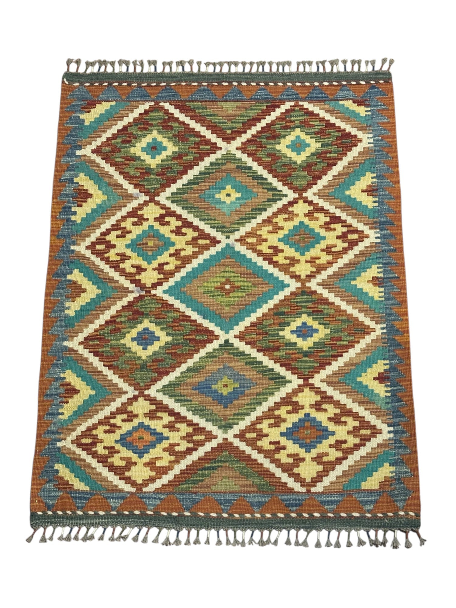 Hand-Woven Afghani Kilim Wool Rug 2'9" x 4'5"