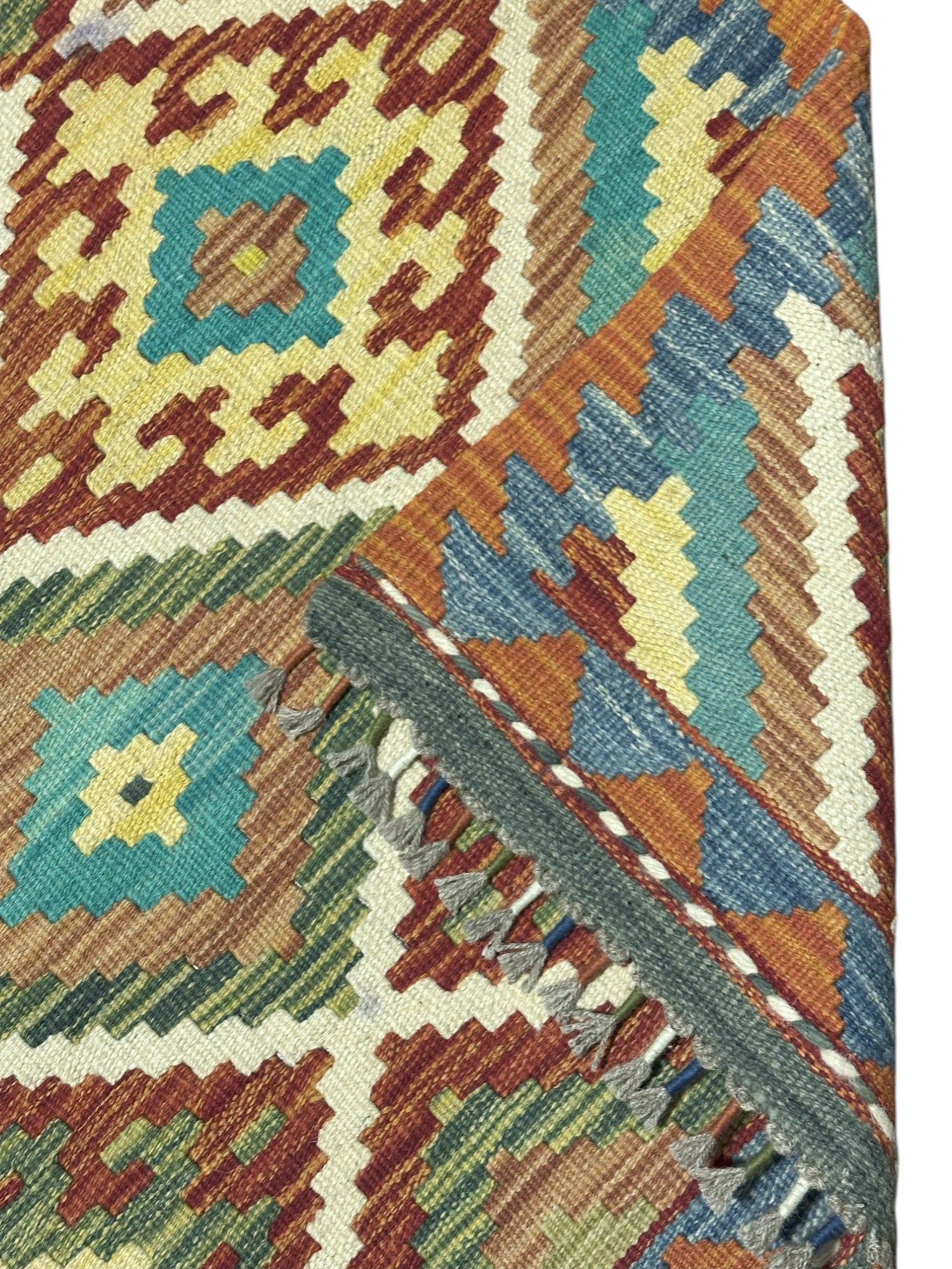 Hand-Woven Afghani Kilim Wool Rug 2'9" x 4'5"