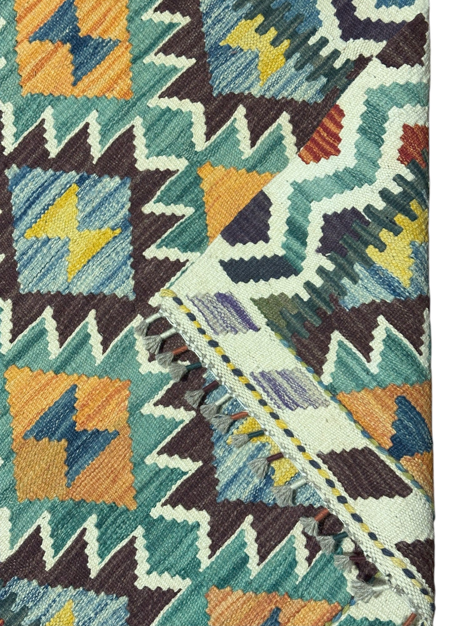 Hand-Woven Afghani Kilim Wool Rug 2'7" x 4'1"