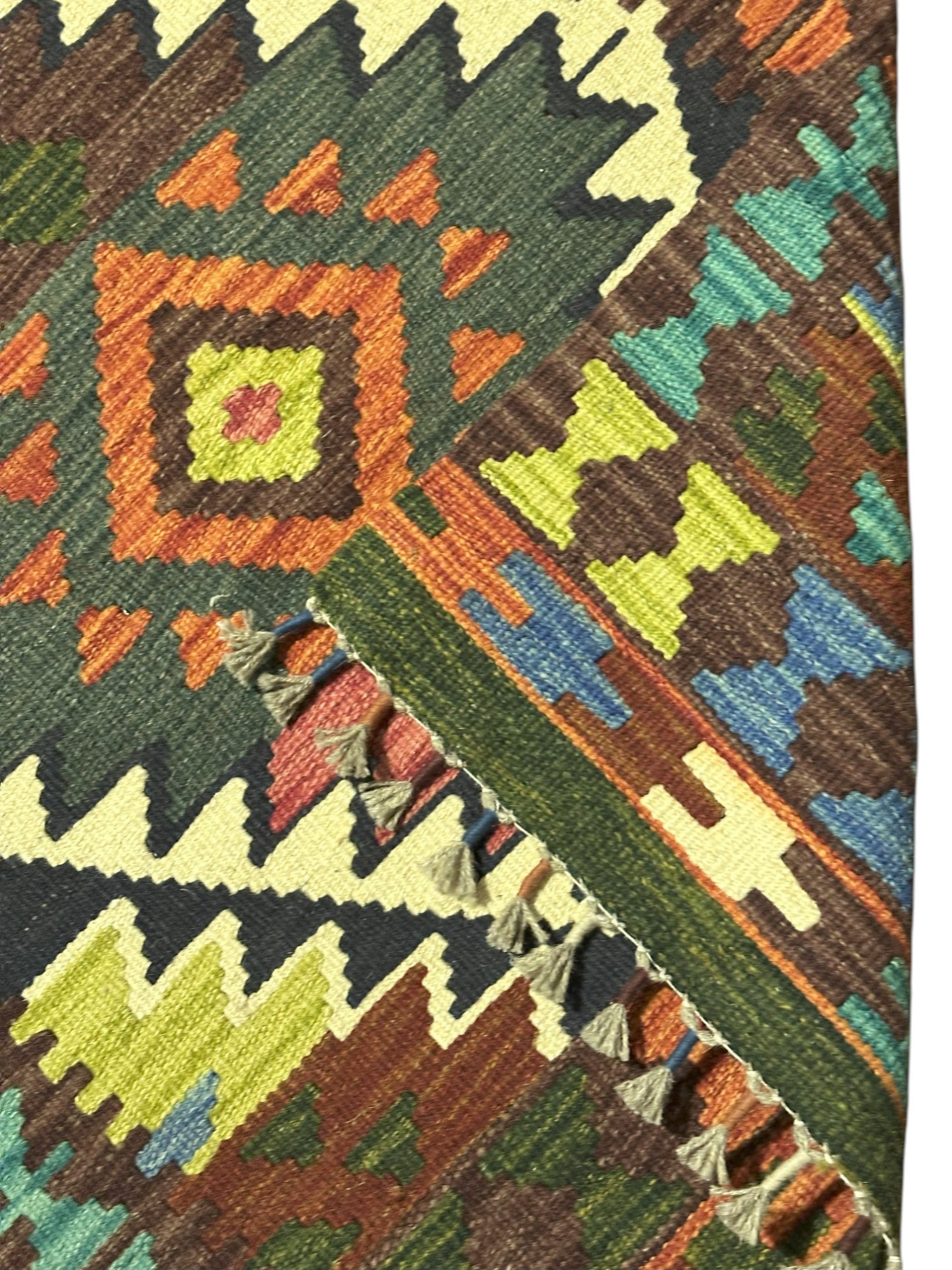 Hand-Woven Afghani Kilim Wool Rug 2'1" x 6'8"