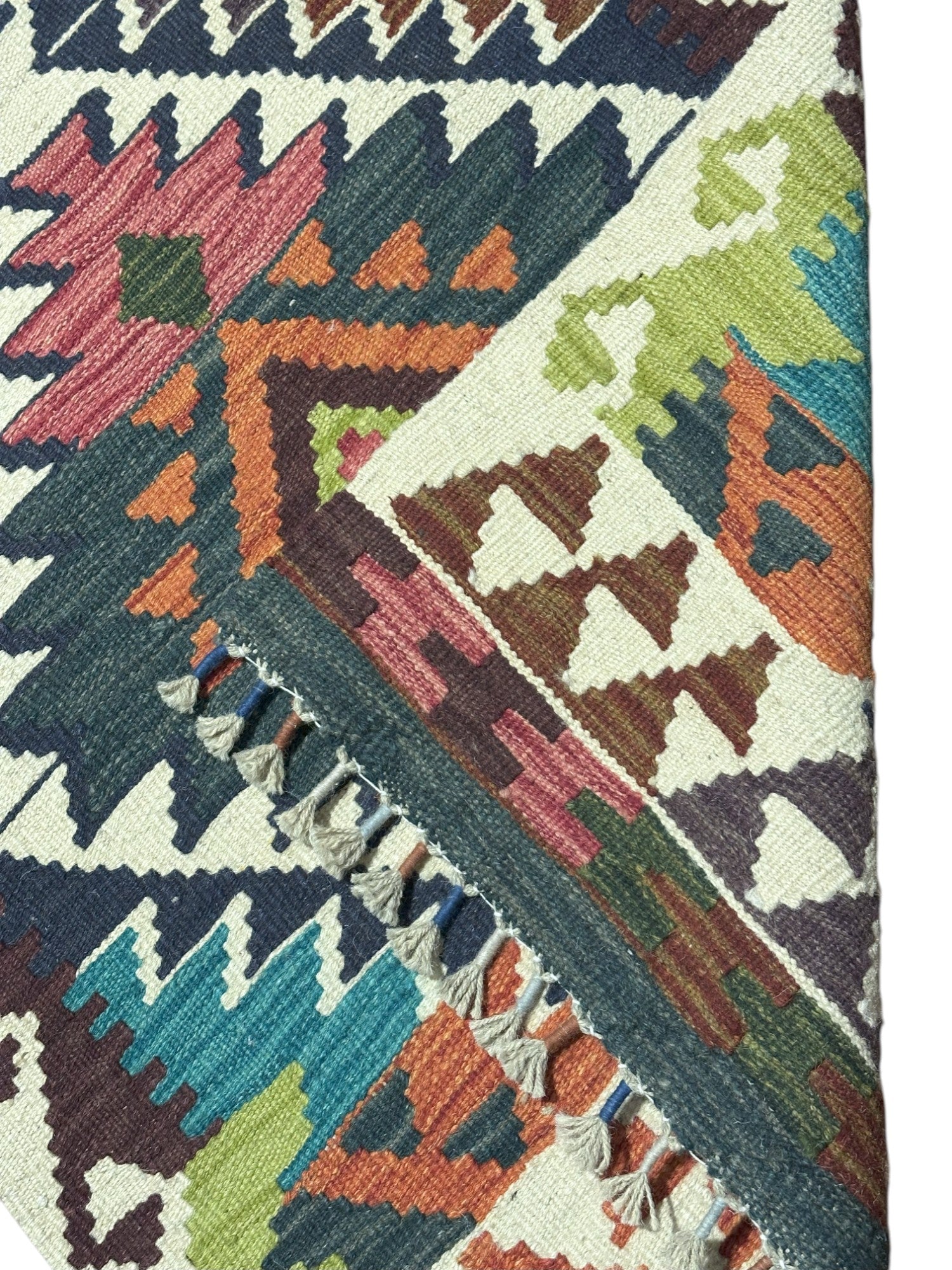 Hand-Woven Afghani Kilim Wool Rug 2' x 6'9"