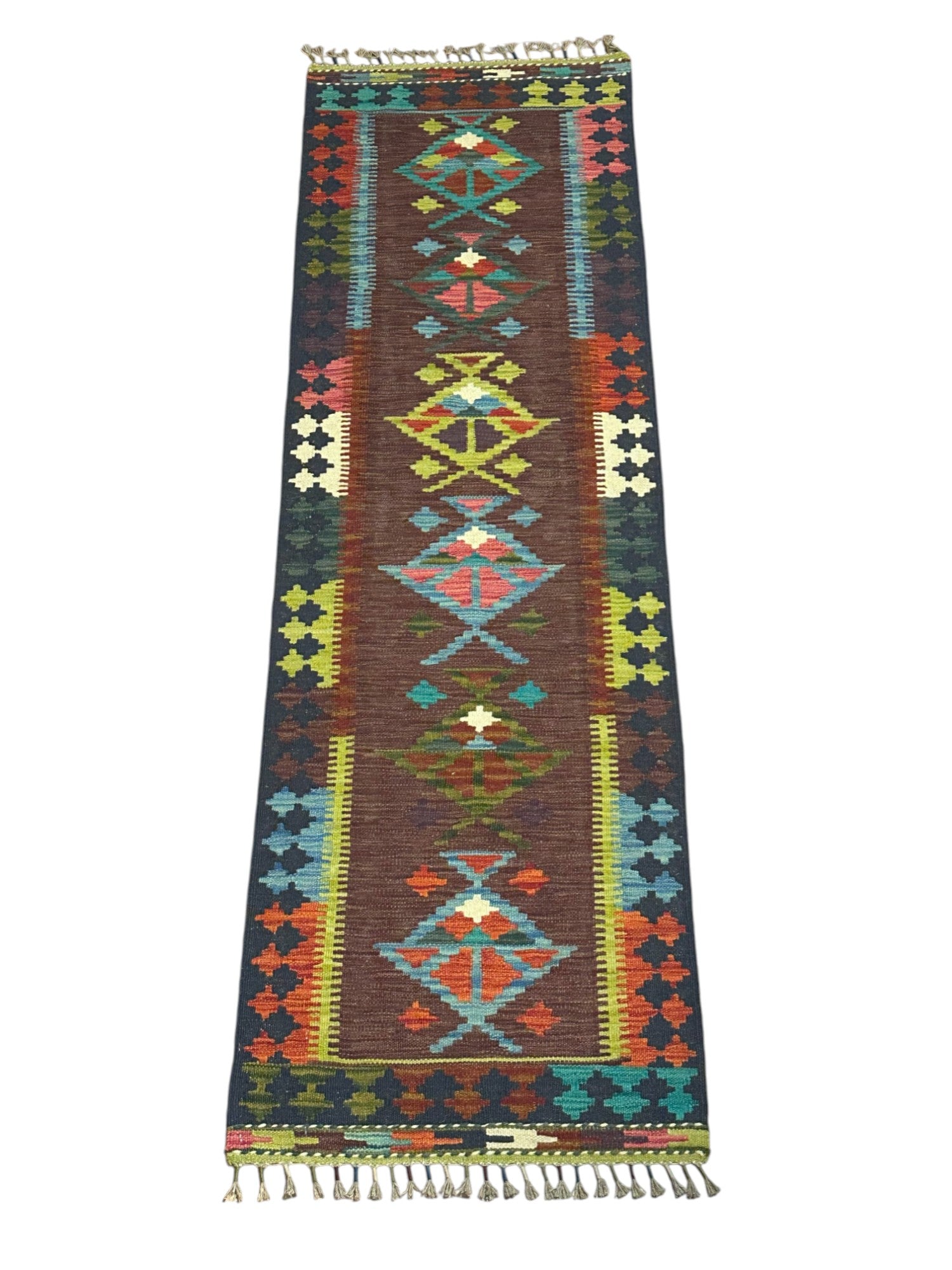 Hand-Woven Afghani Kilim Wool Rug 2'2" x 6'6"