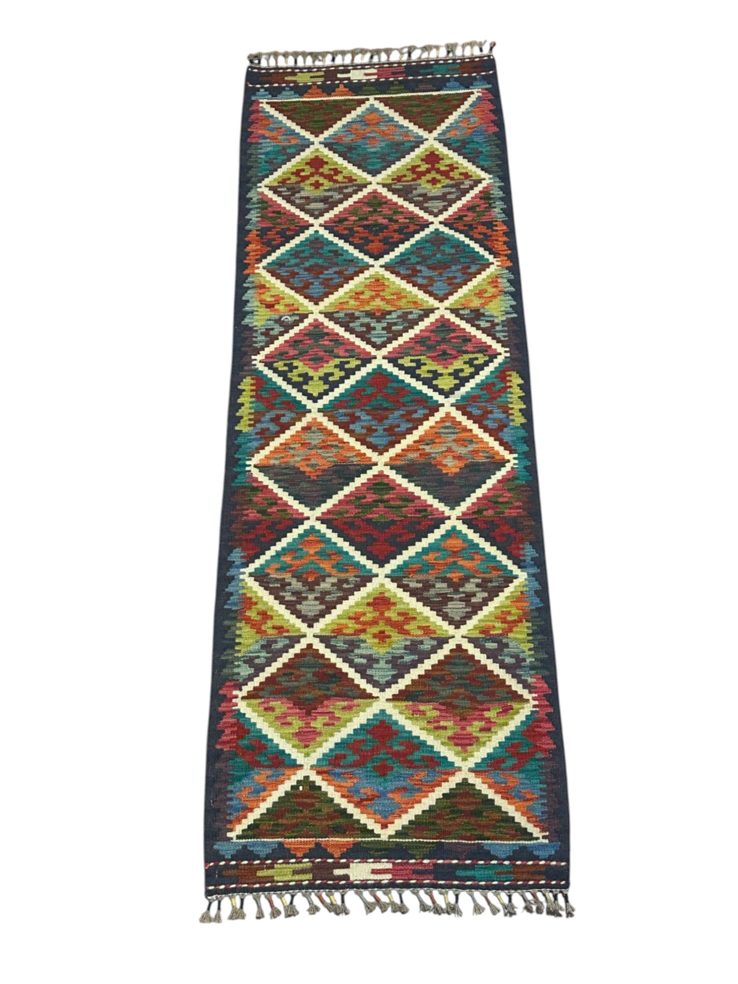 Hand-Woven Afghani Kilim Wool Rug 2'2" x 6'5"