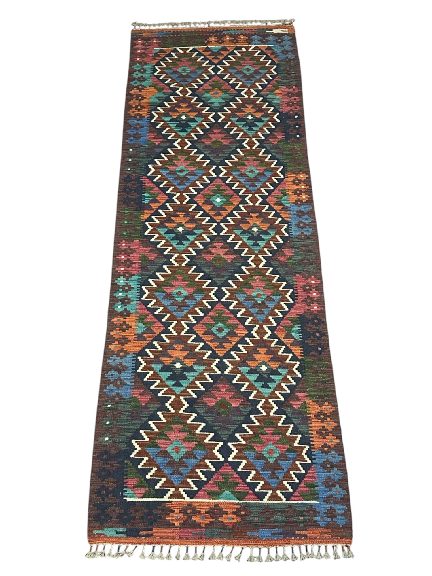 Hand-Woven Afghani Kilim Wool Rug 2'9" x 8'1"