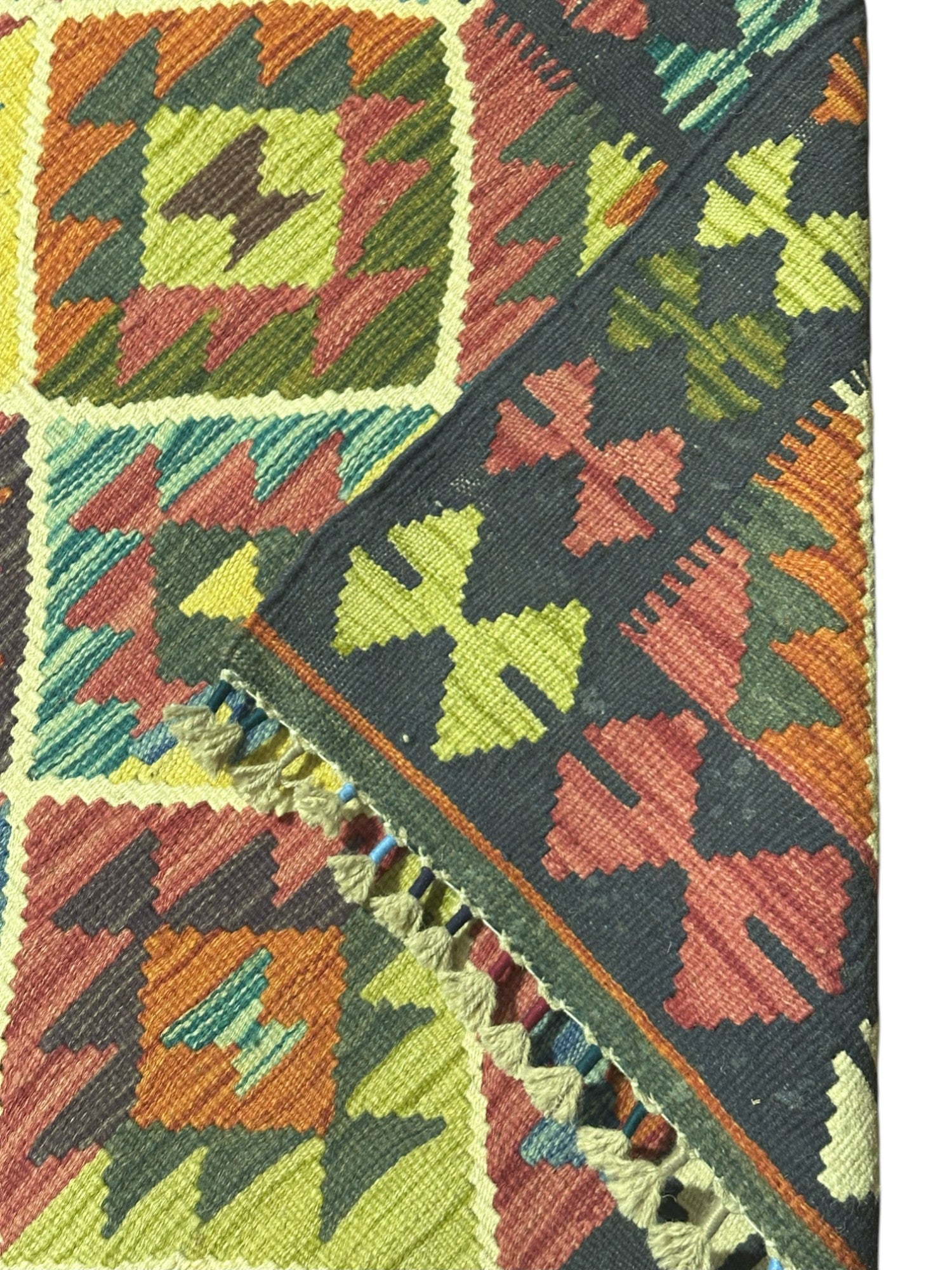 Hand-Woven Afghani Kilim Wool Rug 2'9" x 7'7"