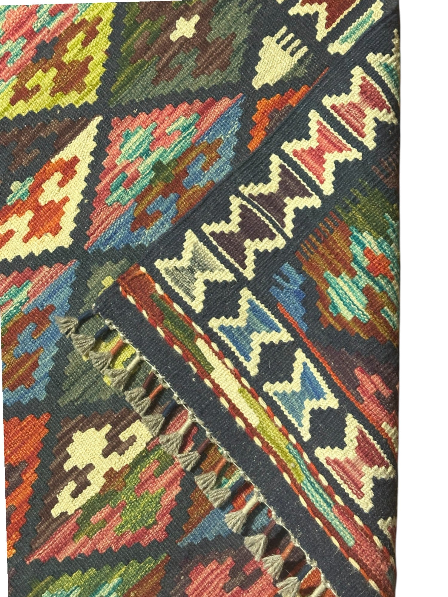 Hand-Woven Afghani Kilim Wool Rug 2'7" x 7'11"