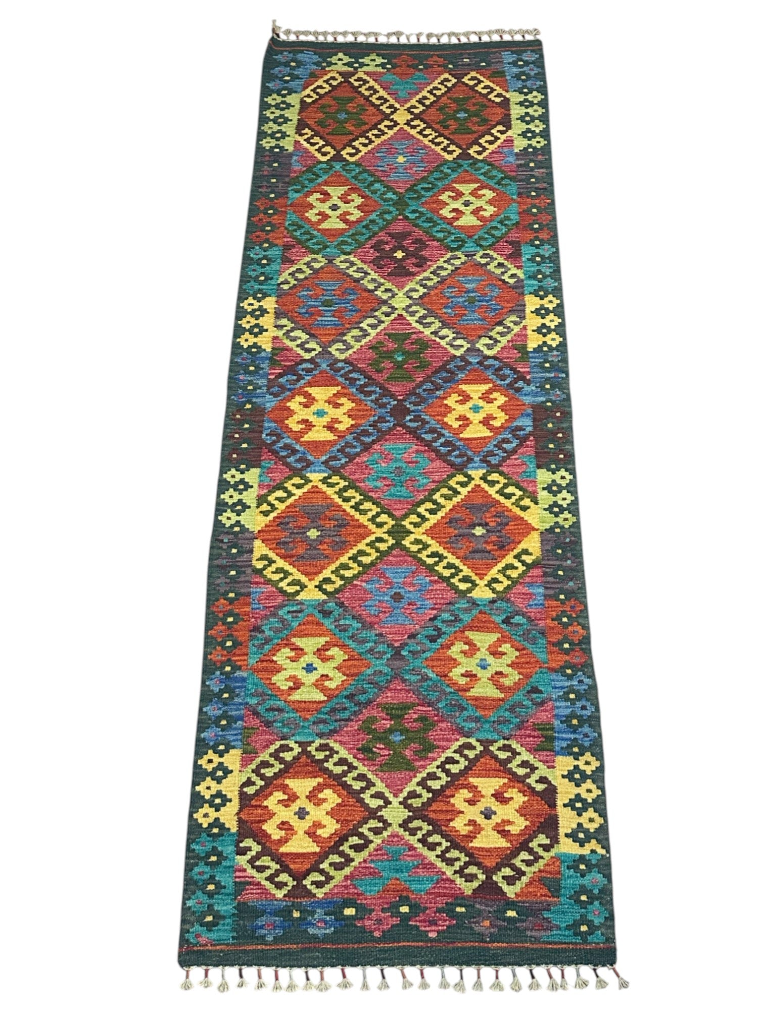Hand-Woven Afghani Kilim Wool Rug 2'9" x 8'4"