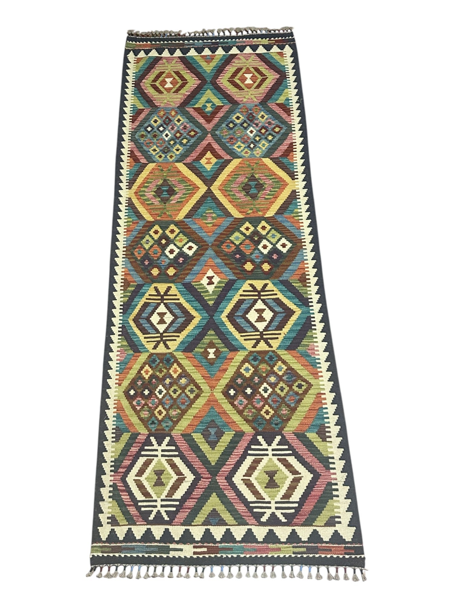 Hand-Woven Afghani Kilim Wool Rug 2'9" x 7'9"